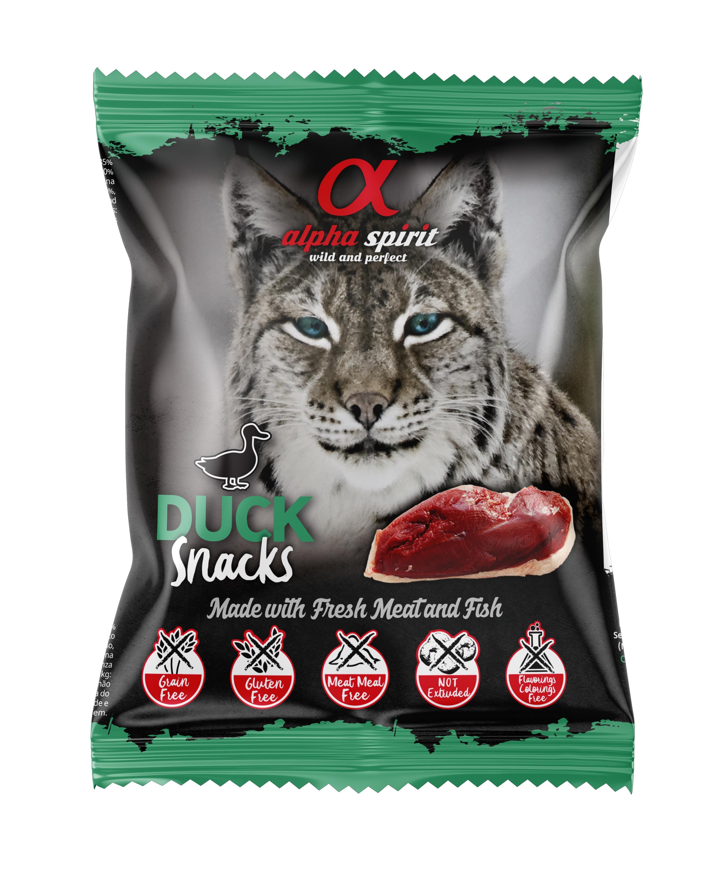 alpha spirit Cat Snacks Bag gewürfelt Ente