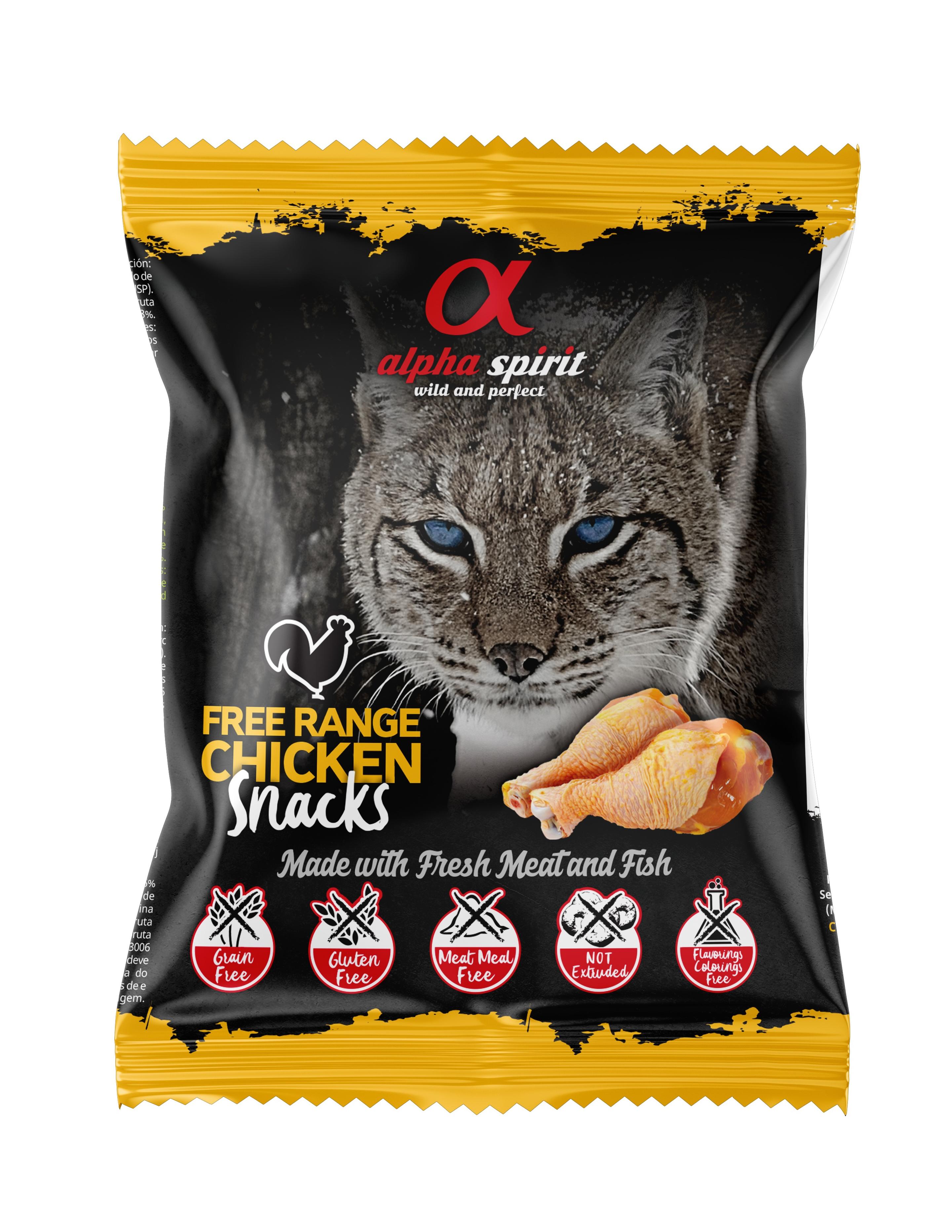 alpha spirit Cat Snacks Bag gewürfelt Freiland-Huhn