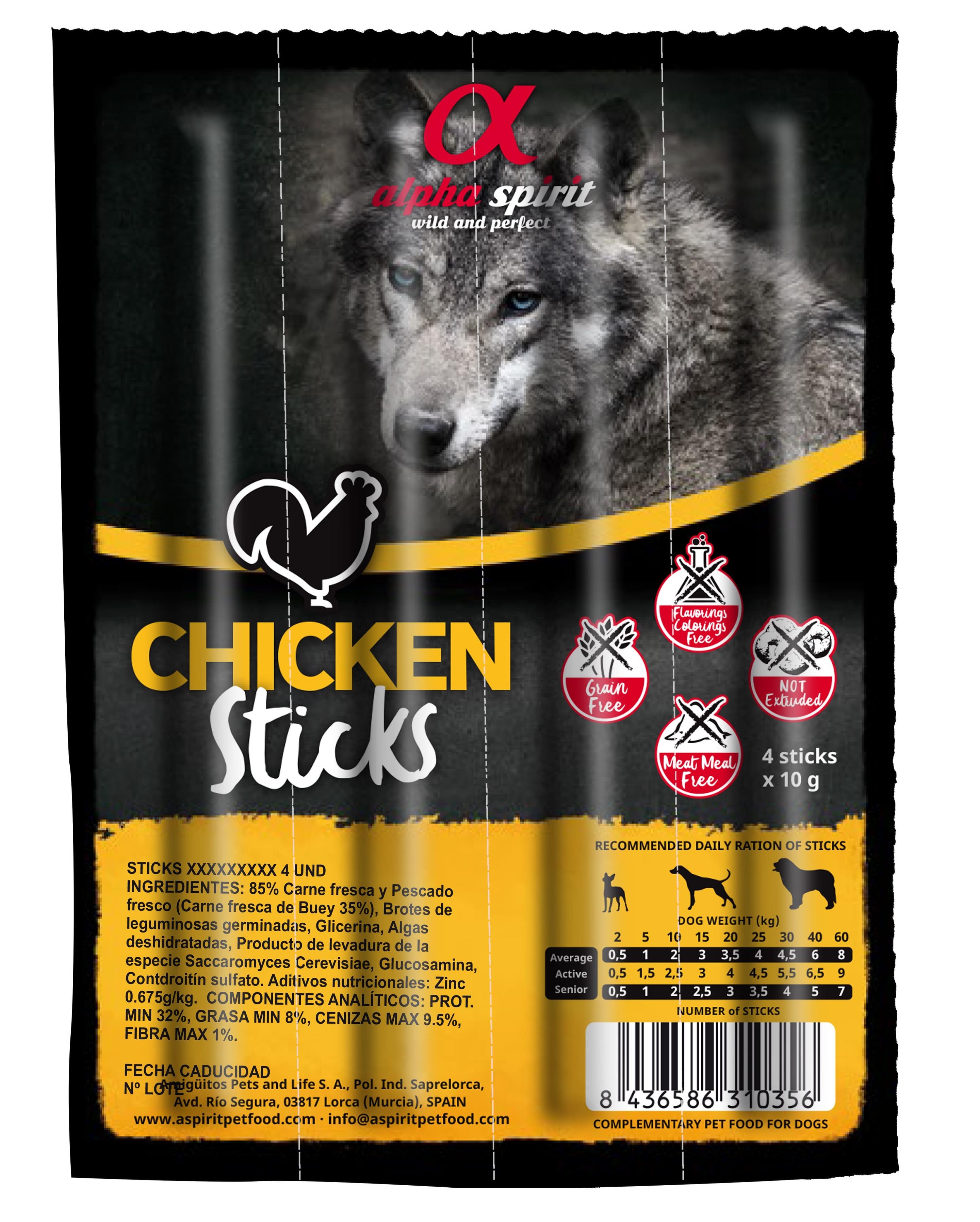 alpha spirit Dog Hundesnack Sticks Huhn 4er-Blister