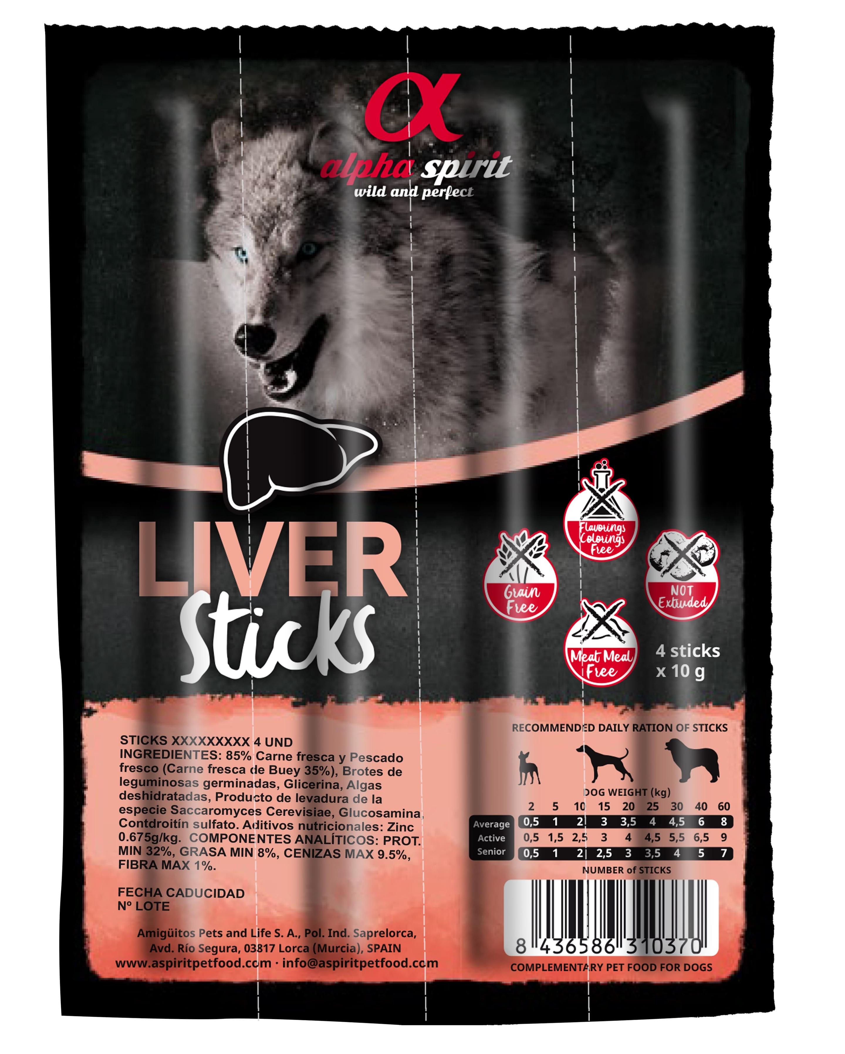 alpha spirit Dog Hundesnack Sticks Leber 4er-Blister