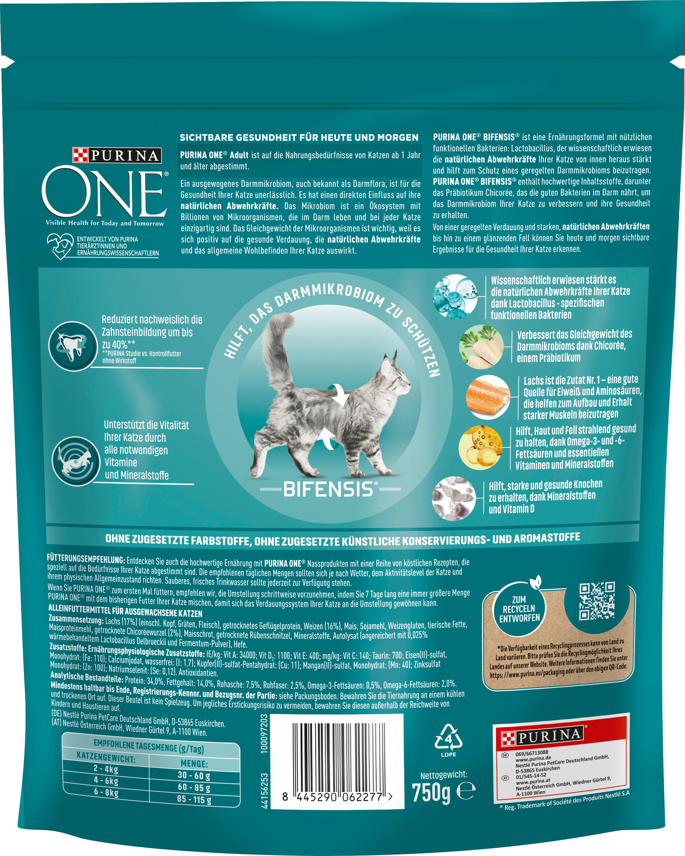 Produktbild PURINA ONE ADULT reich an Lachs und Vollkorn-Getreide 2 von 5