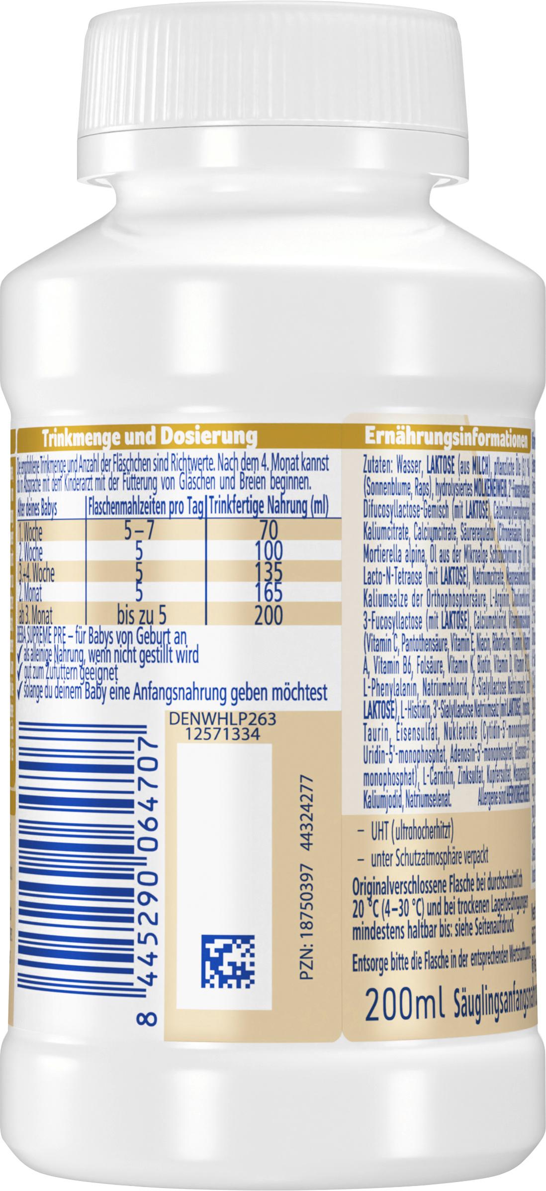 Produktbild BEBA SUPREME PRE Säuglingsanfangsnahrung von Geburt an 2 von 6