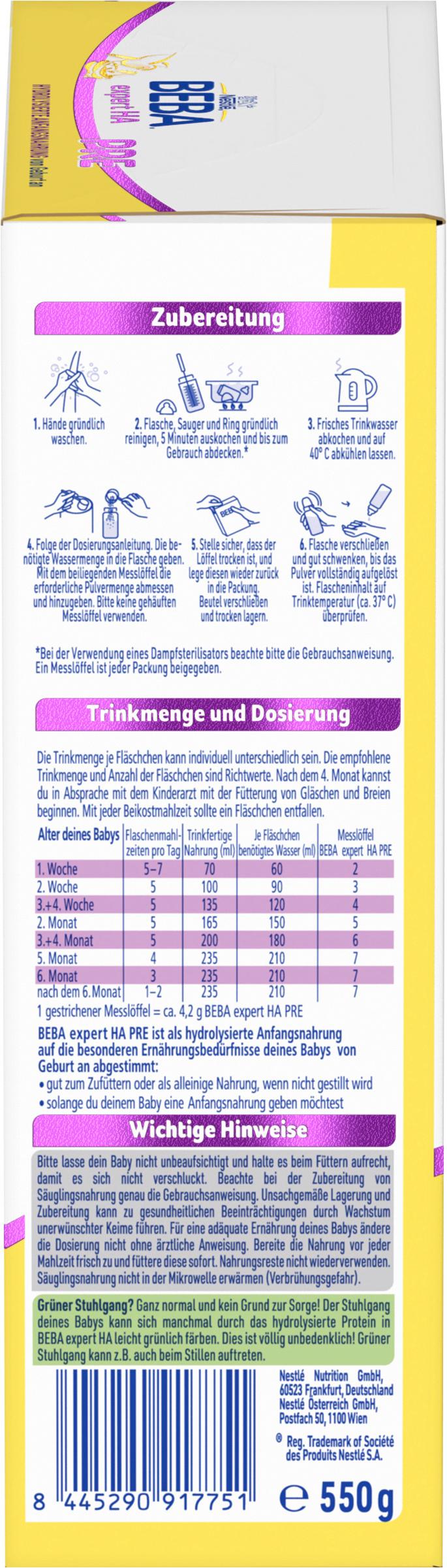 Produktbild Beba Expert HA Pre Anfangsnahrung 6 von 14