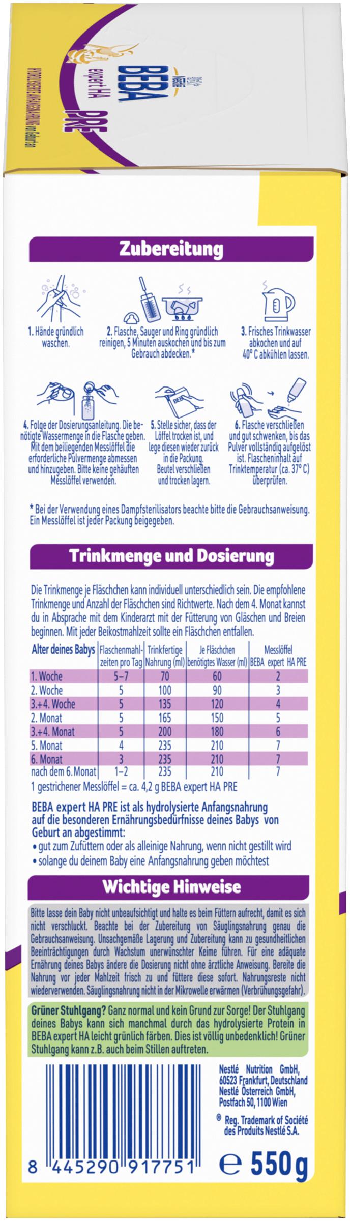 Produktbild Beba Expert HA Pre Anfangsnahrung 7 von 14