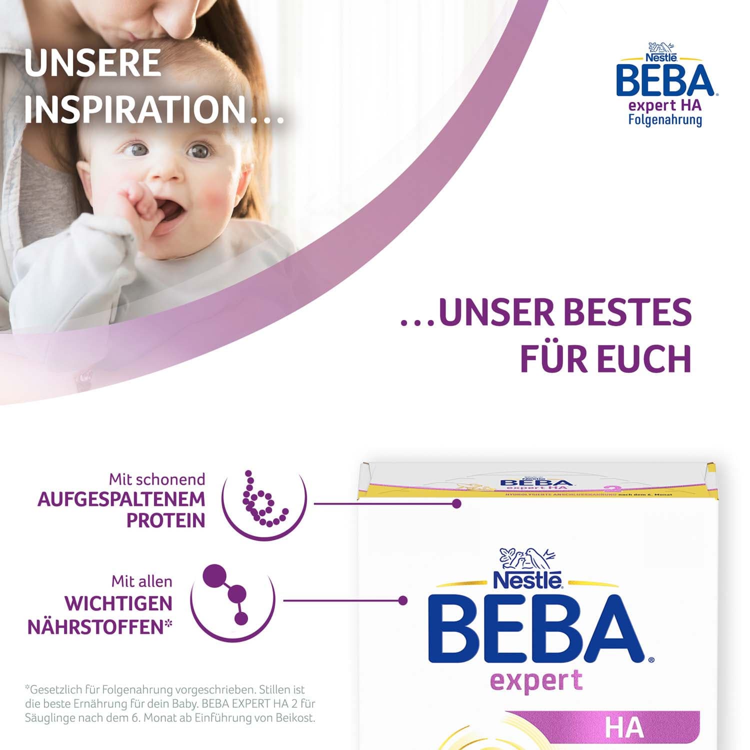Leche de continuación Beba Expert HA2 a partir del 6.º mes