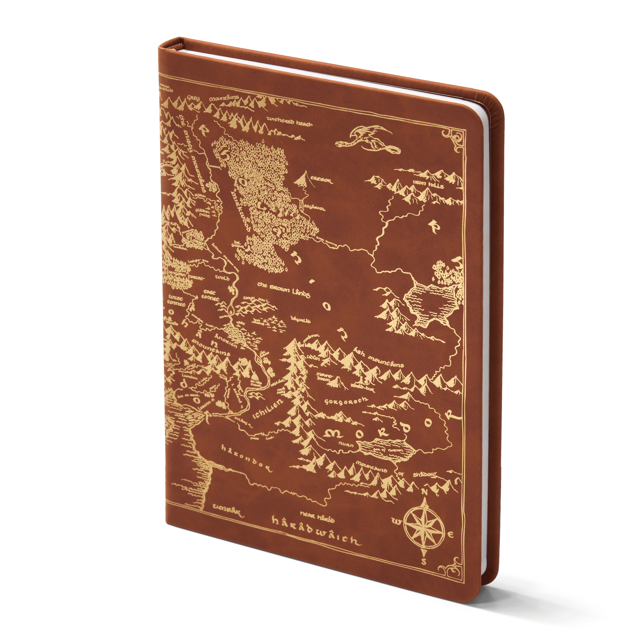 The Noble Collection - Herr der Ringe Tagebuch „Map of Middle‑Earth“ – A5 Journal mit 240 Seiten & Goldprägedesign 
