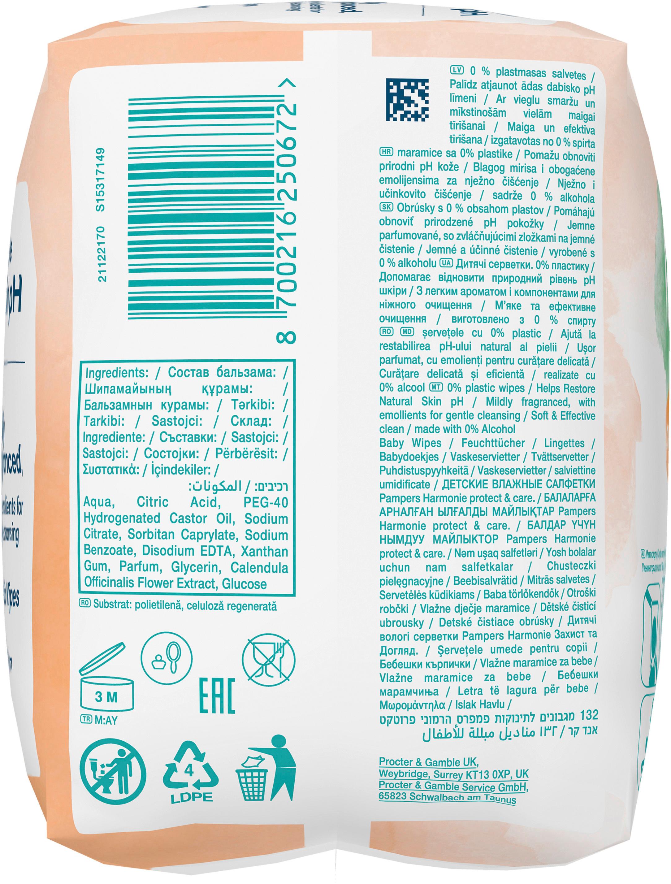 Produktbild Pampers Harmonie Feuchttücher Protect&Care Calendula 9 von 11