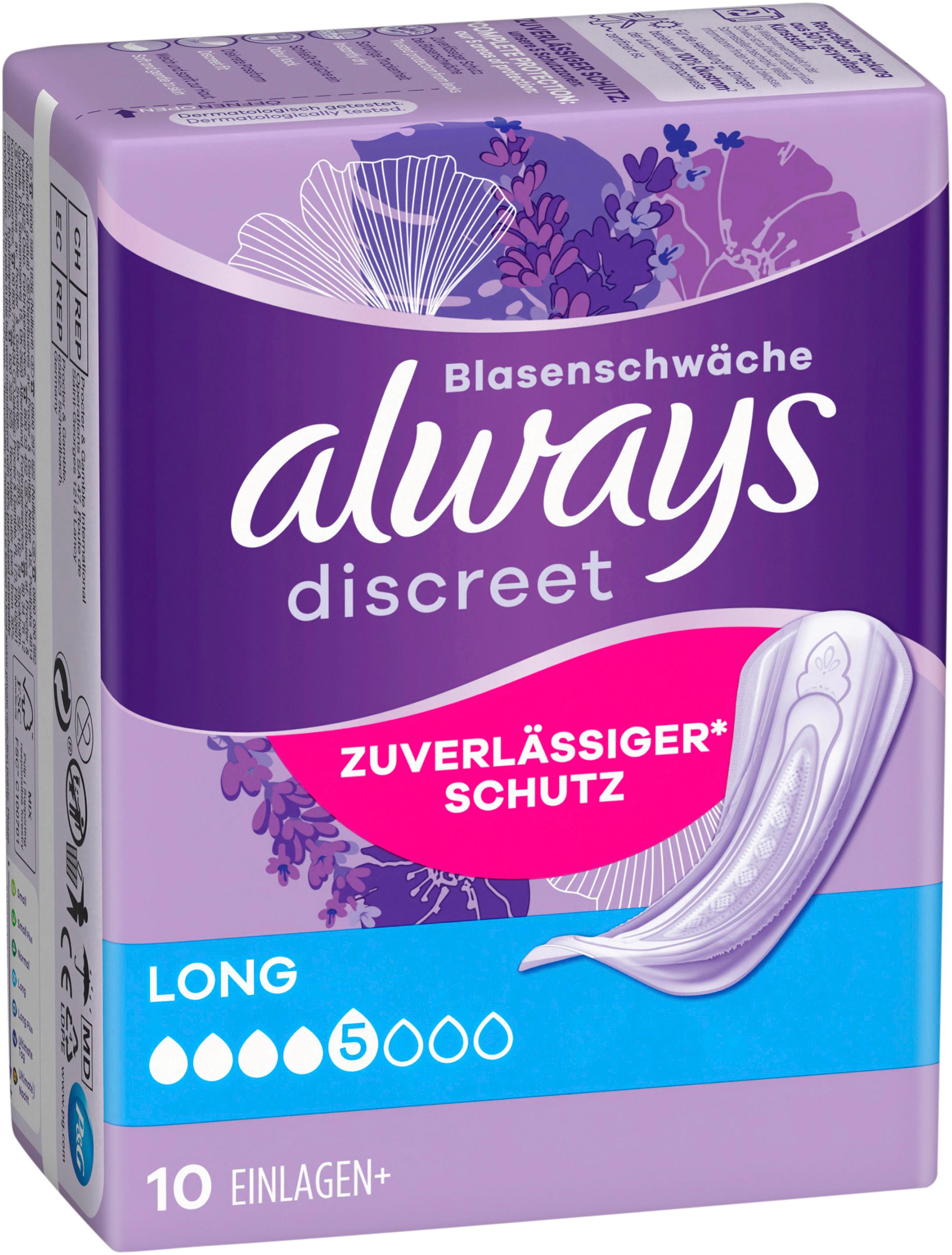 Produktbild Always Discreet Inkontinenz Einlagen Long 2 von 9