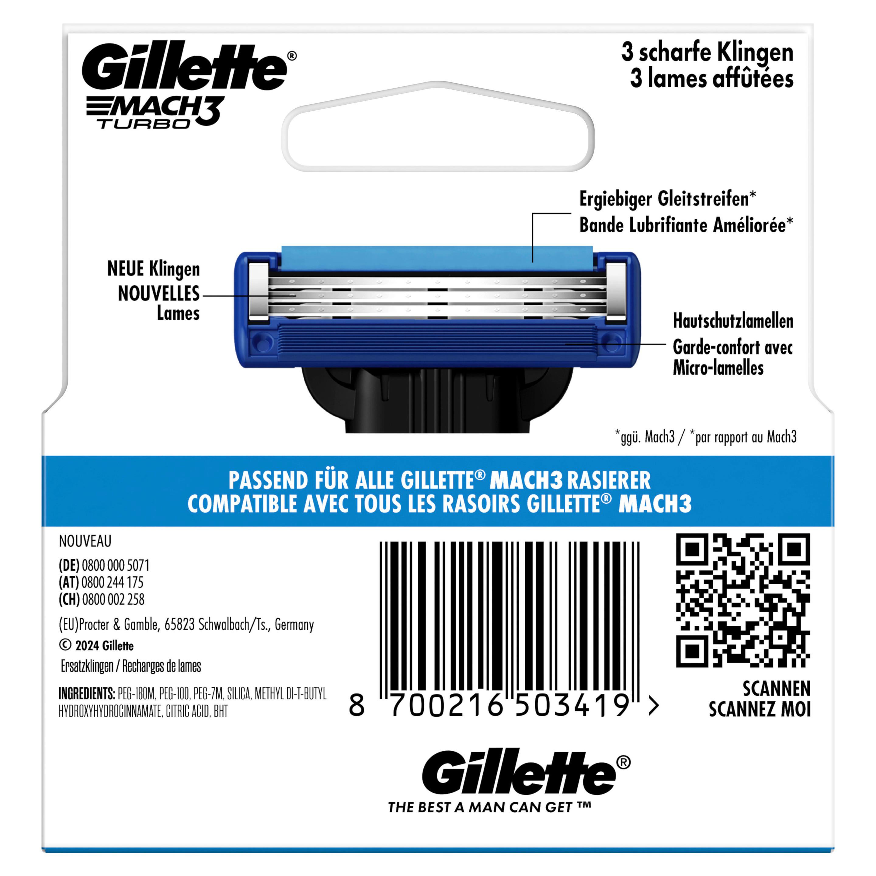Produktbild Gillette MACH3 Klingen Turbo 3D 5 Stück 2 von 10