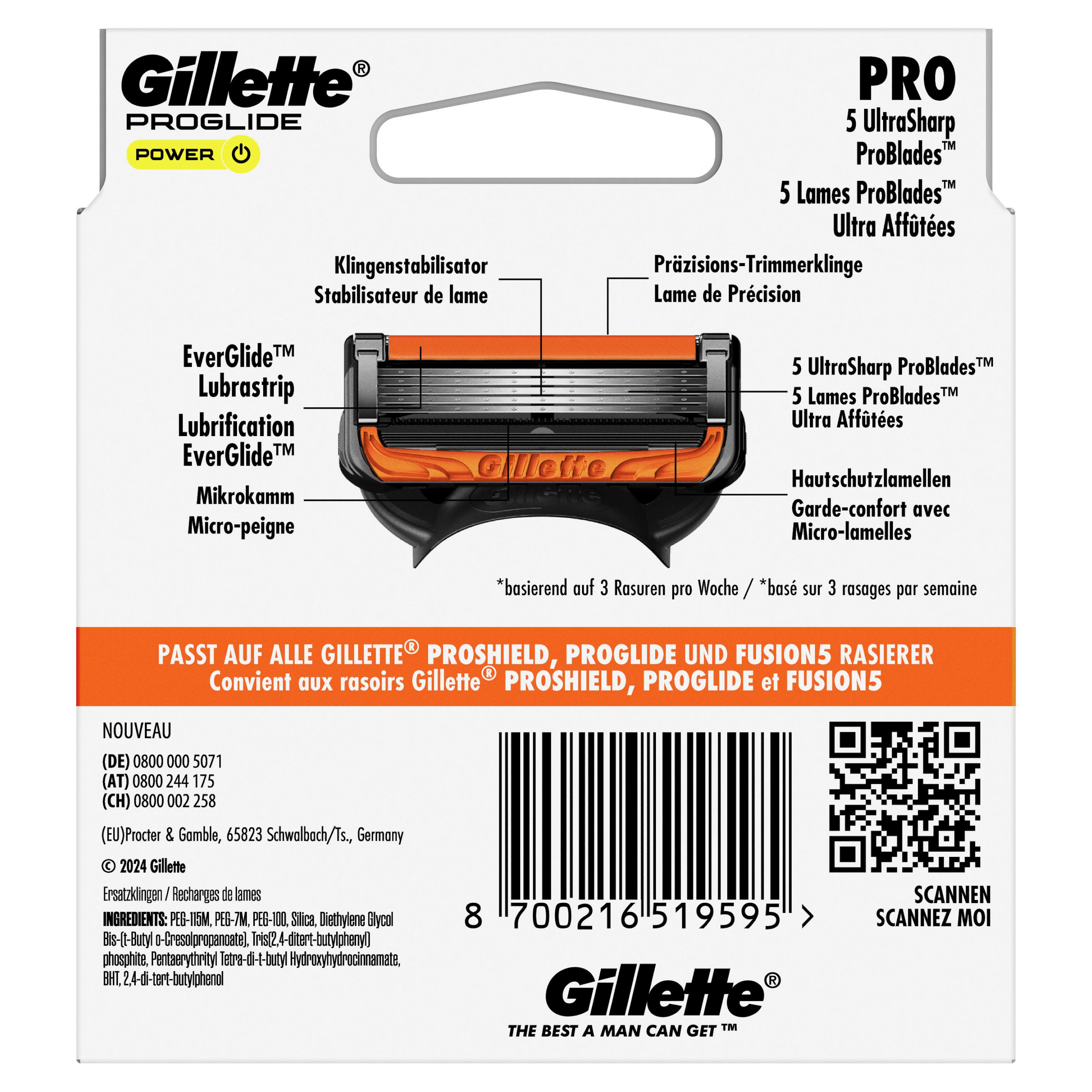 Produktbild Gillette Proglide Power Rasierklingen 2 von 10