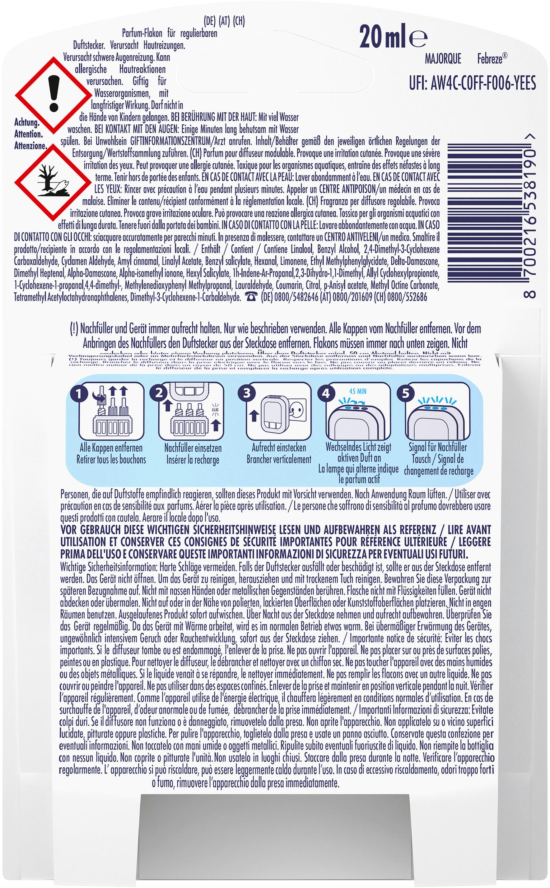 Produktbild Febreze 3volution Duftstecker Nachfüllflakon Mallorca 2 von 6