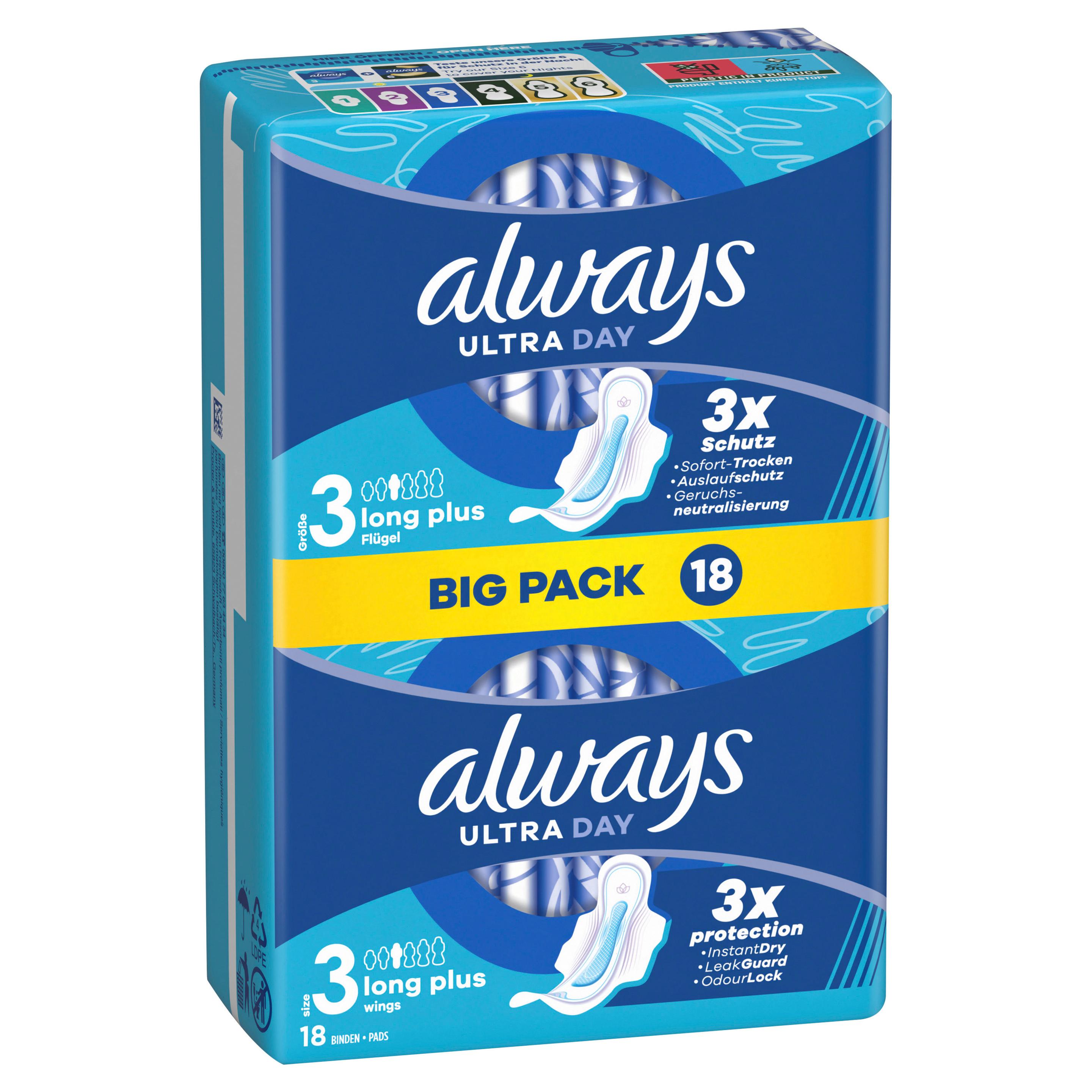 Produktbild Always ultra Damenbinden Long Plus mit Flügeln BigPack 6 von 7
