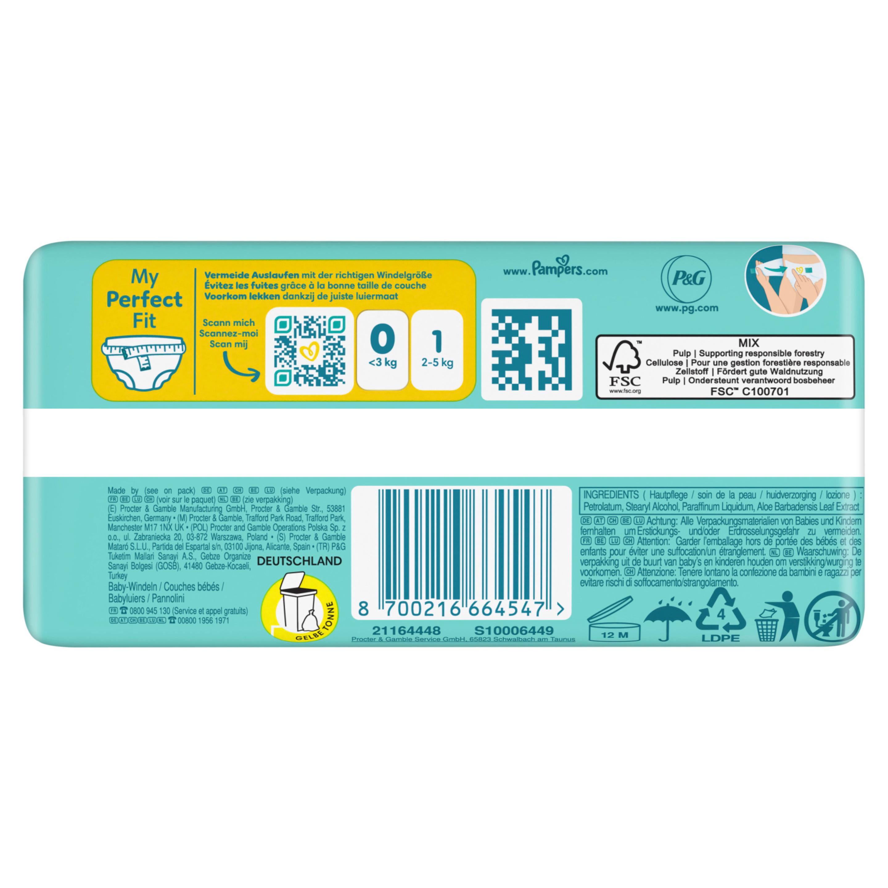 Produktbild Pampers Premium Protection New Baby Windeln Gr.0 Micro <3kg Single Pack  7 von 12