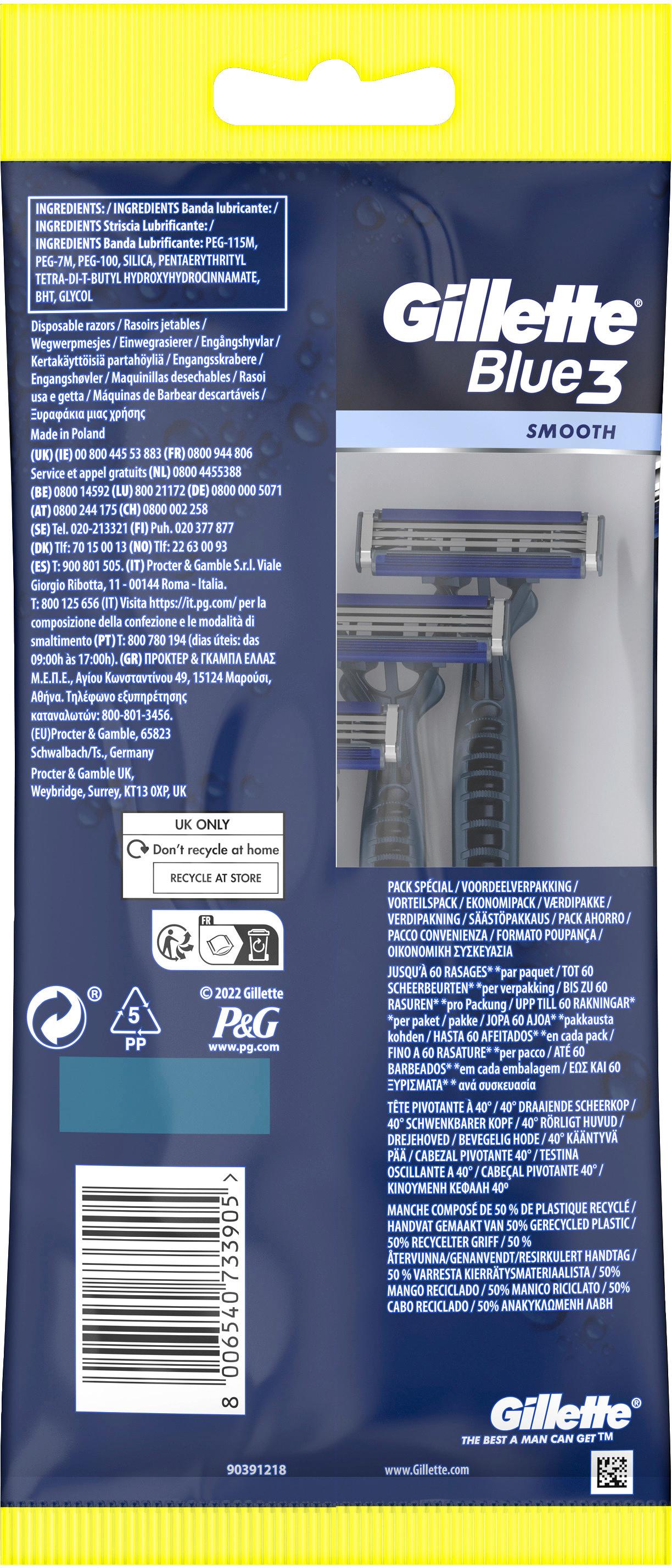 Produktbild Gillette BLUE 3 Einweg Rasierer Smooth 2 von 10