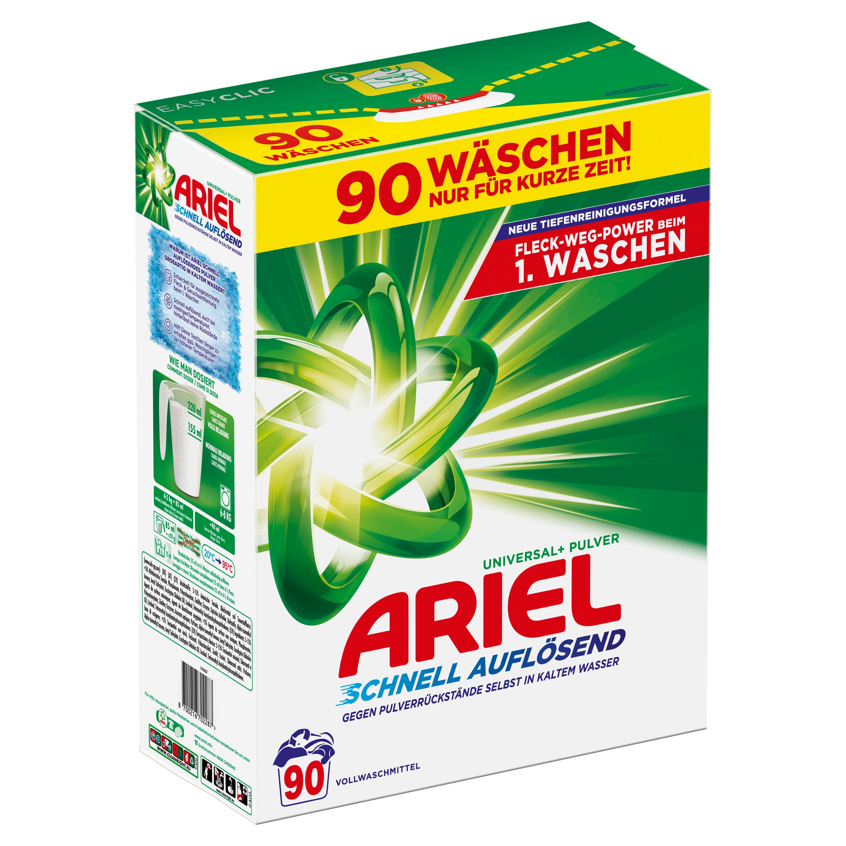 Produktbild  Ariel Vollwaschmittel Schnell Auflösendes Universal+ Pulverwaschmittel 90WL 4 von 10