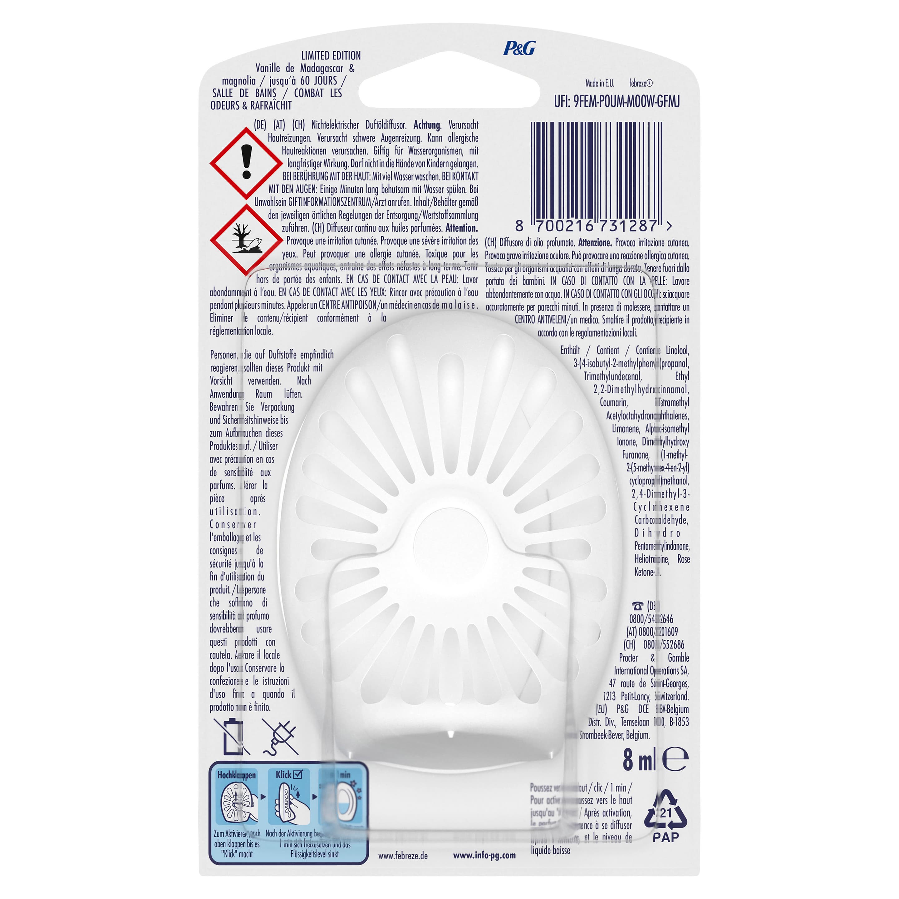 Produktbild Febreze Duftdepot Bad Lufterfrischer Madagaskar Vanille 2 von 10