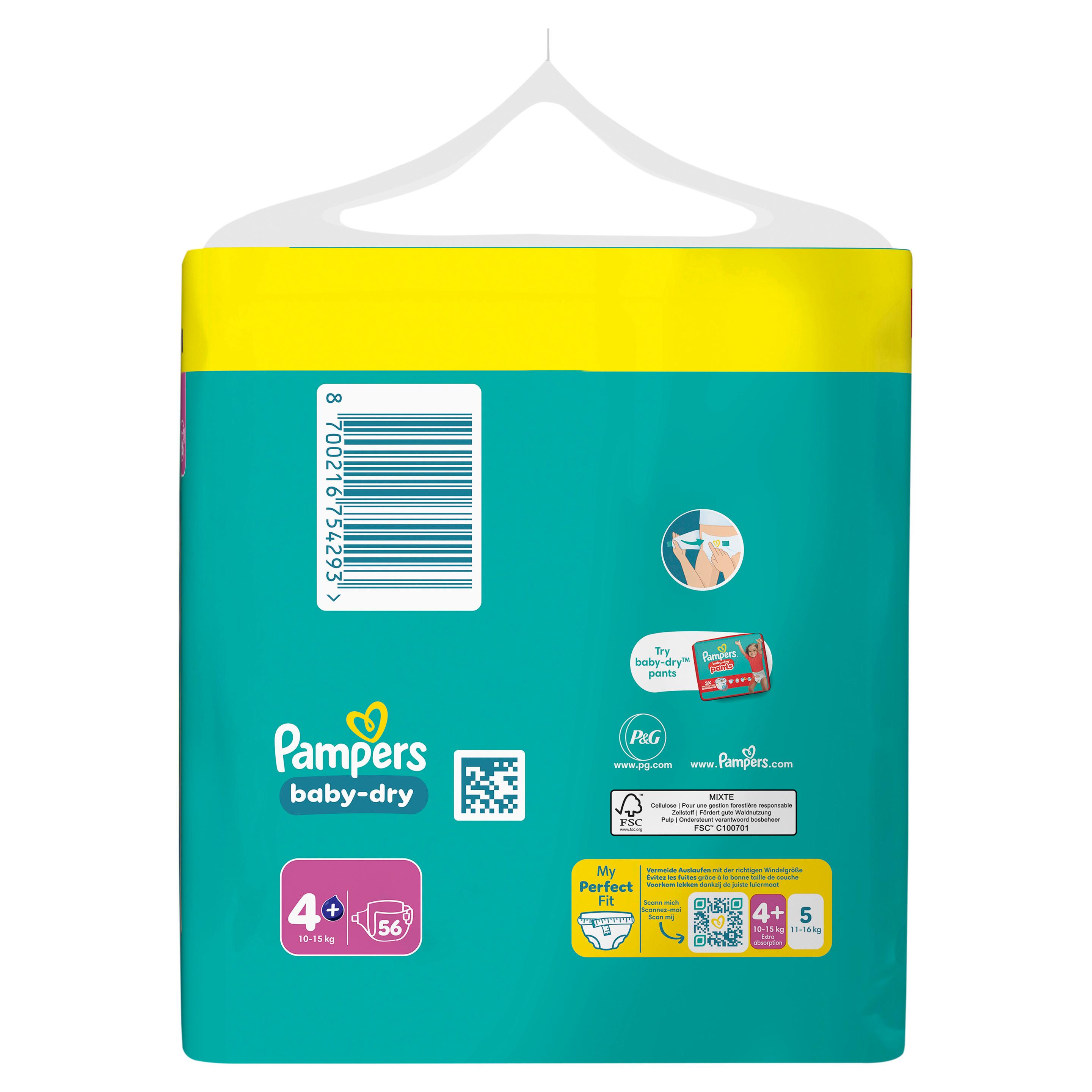 Produktbild Pampers Baby Dry Windeln Gr.4+ Maxi Plus 10-15kg Big Pack  15 von 15