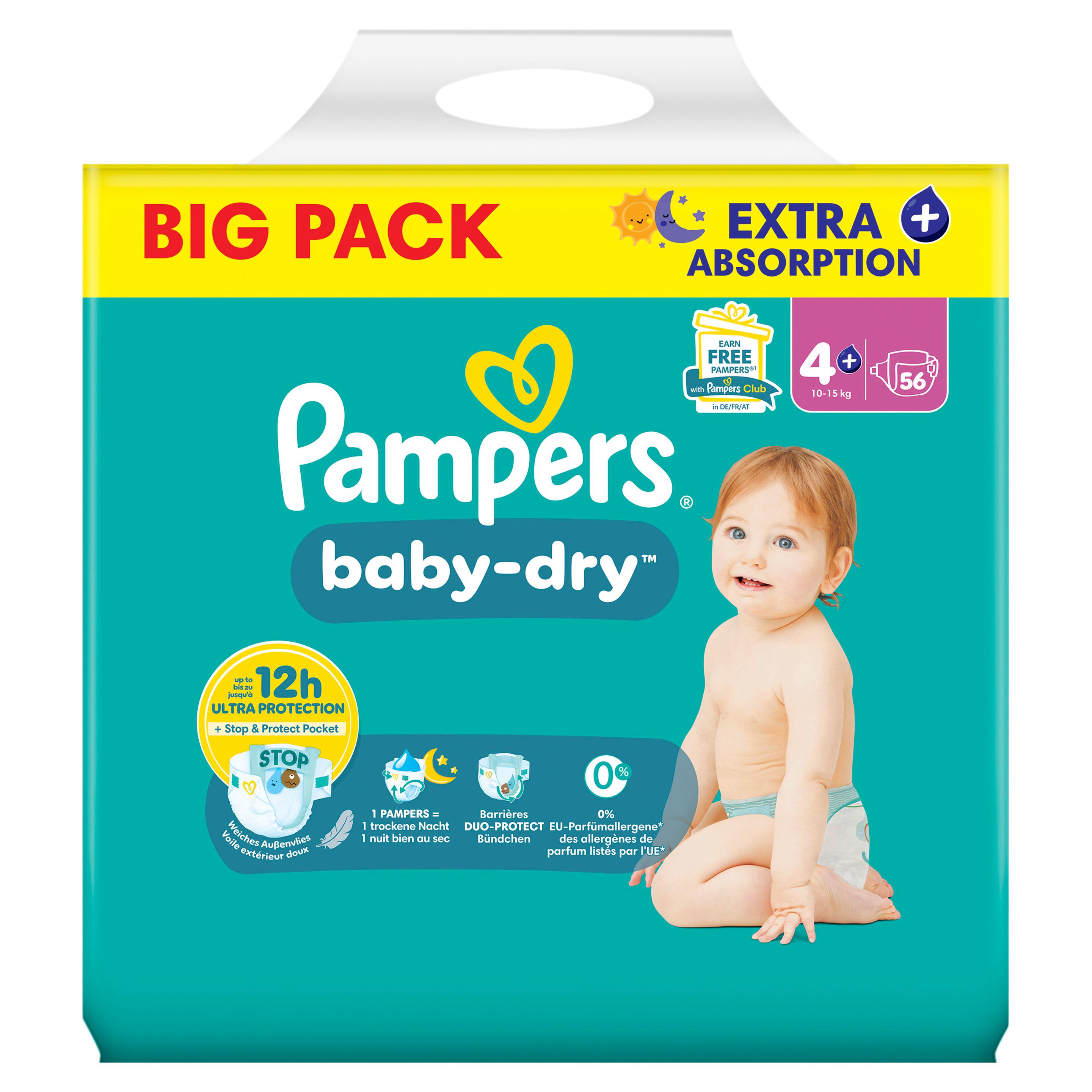 Pampers Baby Dry Windeln Gr.4+ Maxi Plus 10-15kg Big Pack 