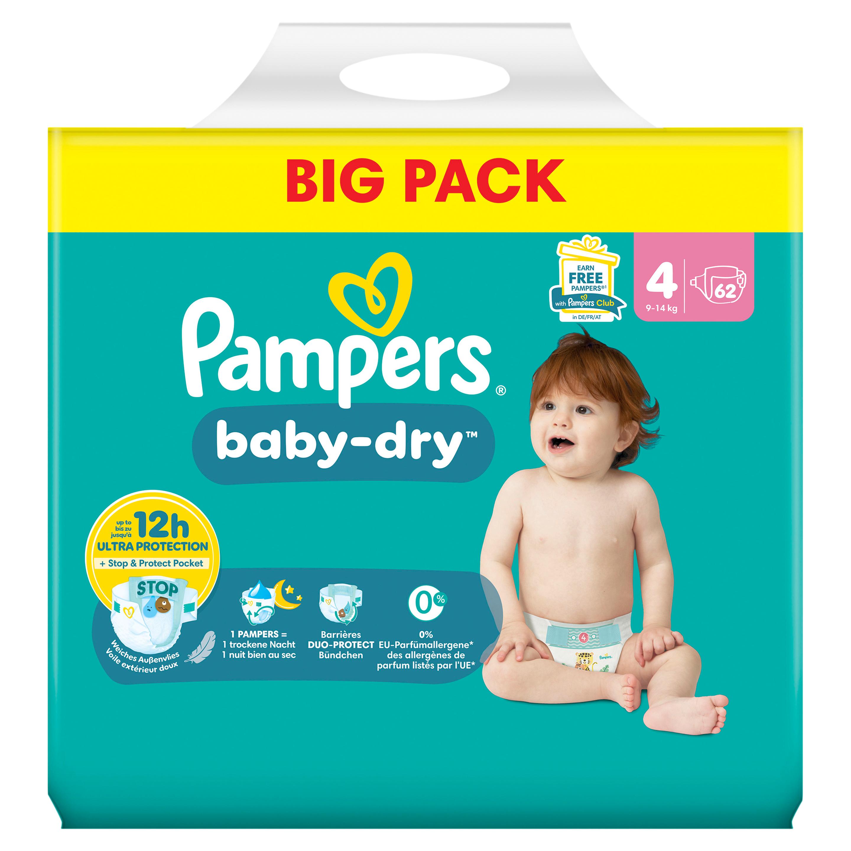 Pampers Baby Dry Windeln Gr.4 Maxi 9-14kg Big Pack 