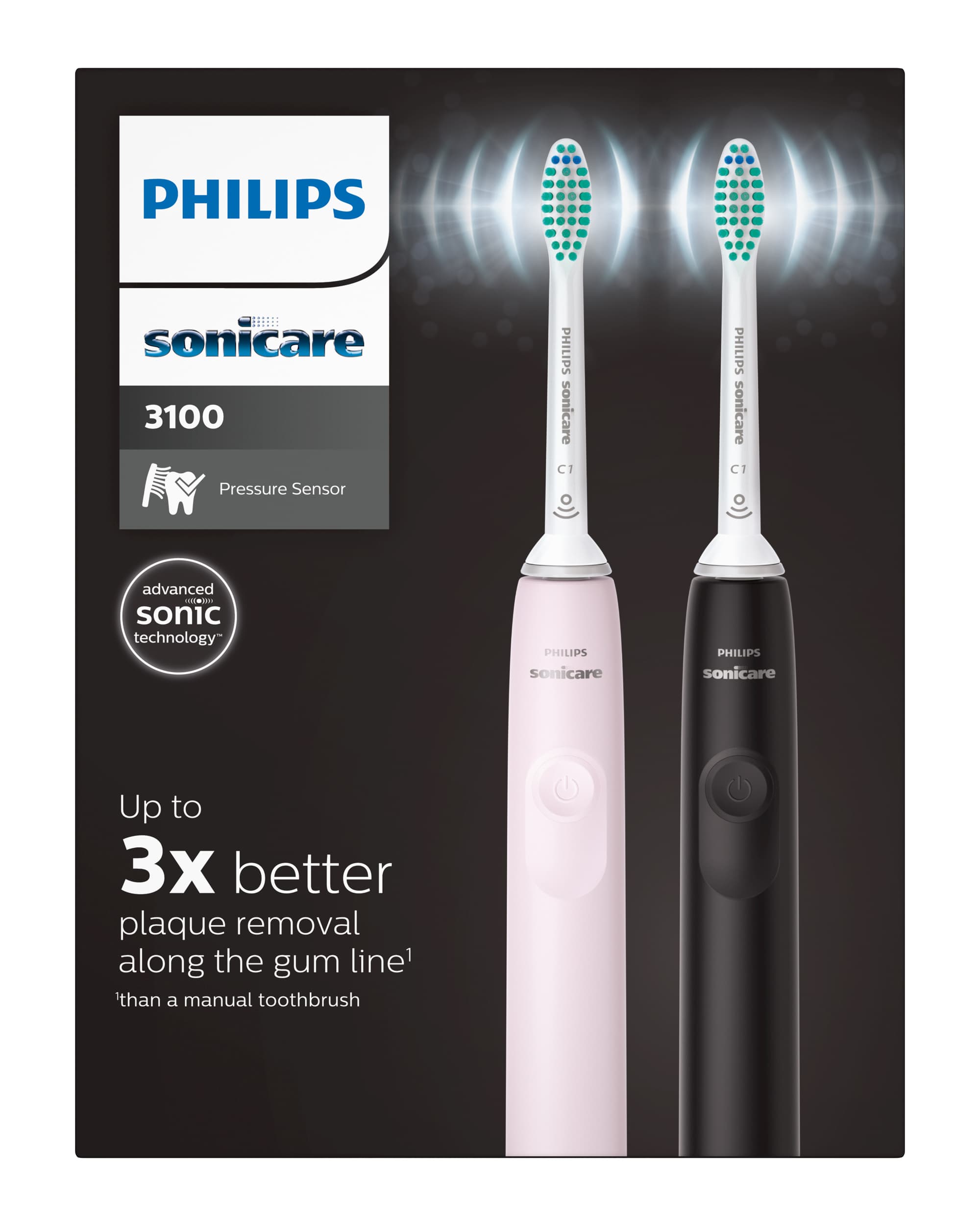  Philips Sonicare 3100 Series Elektrische Schallzahnbürste HX3675/15 2er Pack