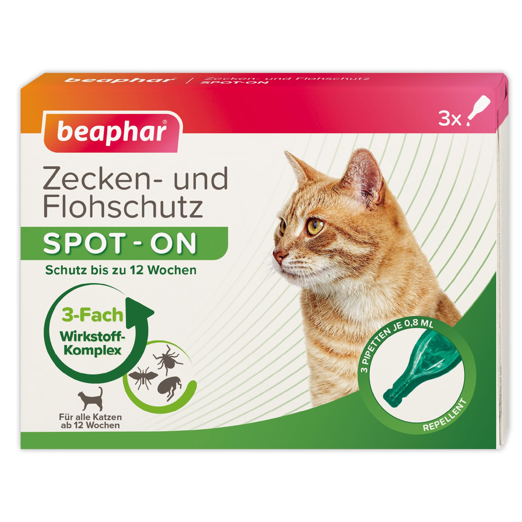 beaphar Katzenzubehör Zecken- u. Flohschutz Spot On* 3 x 0,8 ml