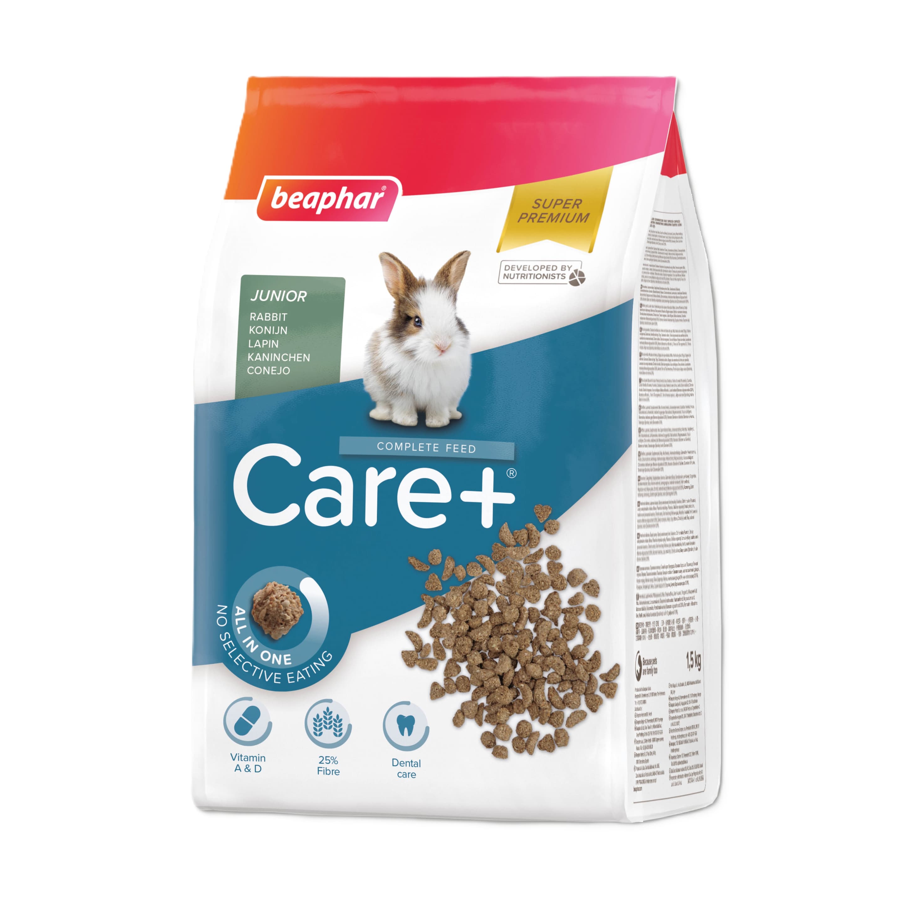beaphar Nagerfutter Care+ Kaninchen Junior 1,5kg