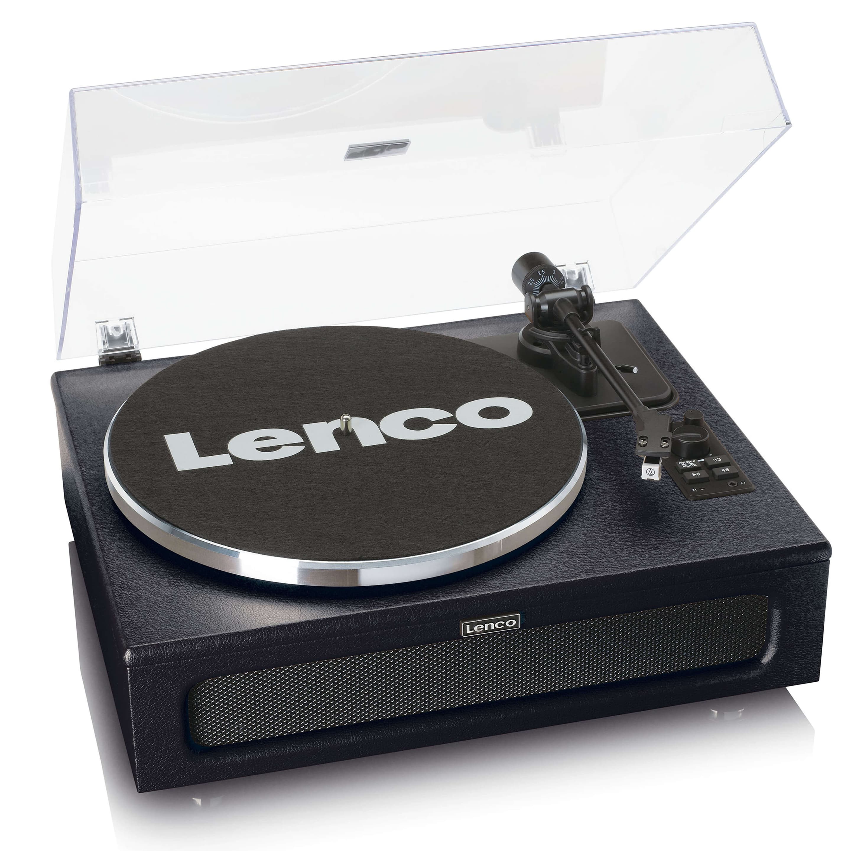 Produktbild Lenco LS-430BK - Plattenspieler mit 4 eingebauten Lautsprechern - 40 Watt RMS - Bluetooth® - Kunstleder Schwarz 4 von 14