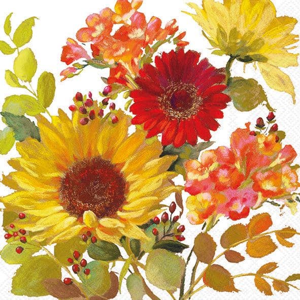 Bella Casa Servietten Sunny Flowers Cream 33x33cm