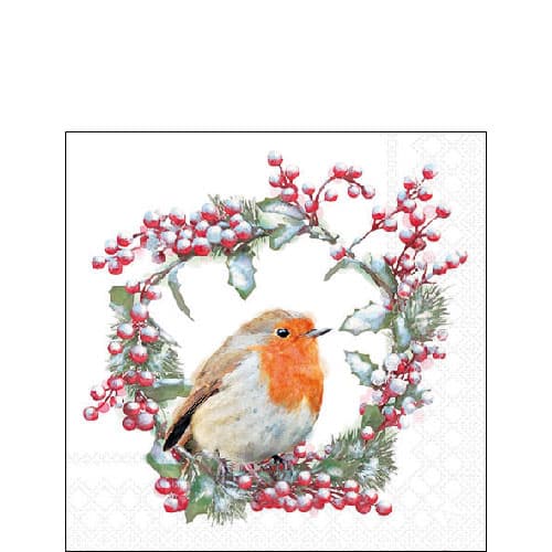 Ambiente Servietten Robin in Wreath 25x25cm