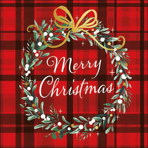 Bella Casa Servietten Christmas Plaid 33x33cm
