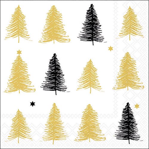 Ambiente Servietten Etched Trees Gold 33x33cm