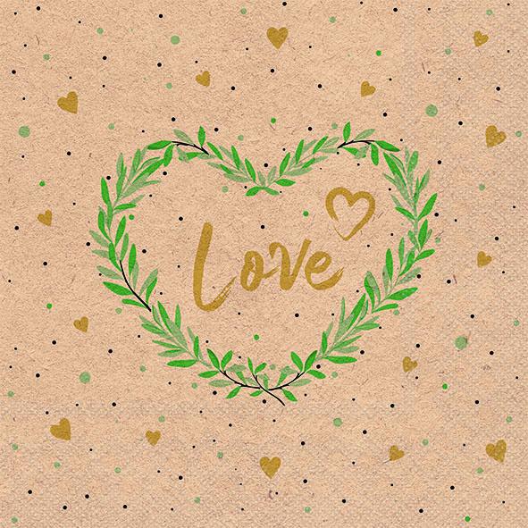 Bella Casa Servietten Lots of Love Nature 33x33cm