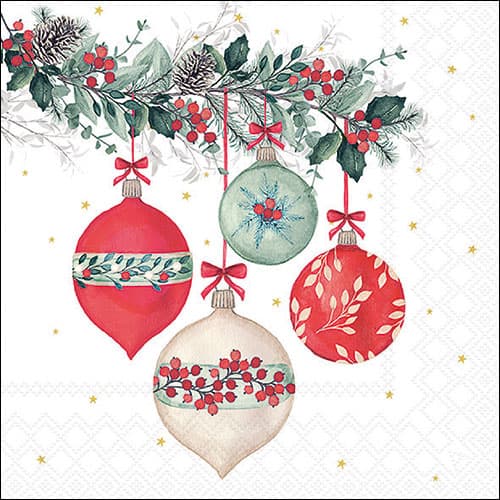 Ambiente Servietten Berry Baubles White 33x33cm
