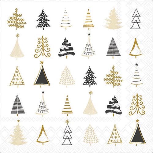 Ambiente Servietten Christmas Tree Doodles Black 33x33cm