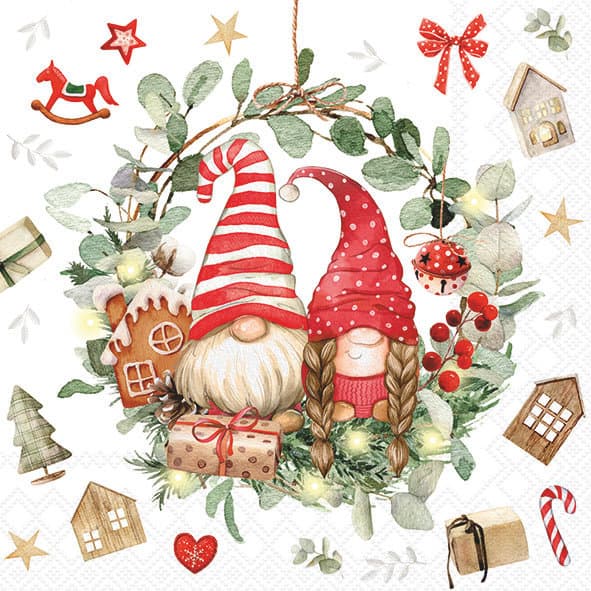 Ambiente Servietten Gnomes in Wreath 33x33cm