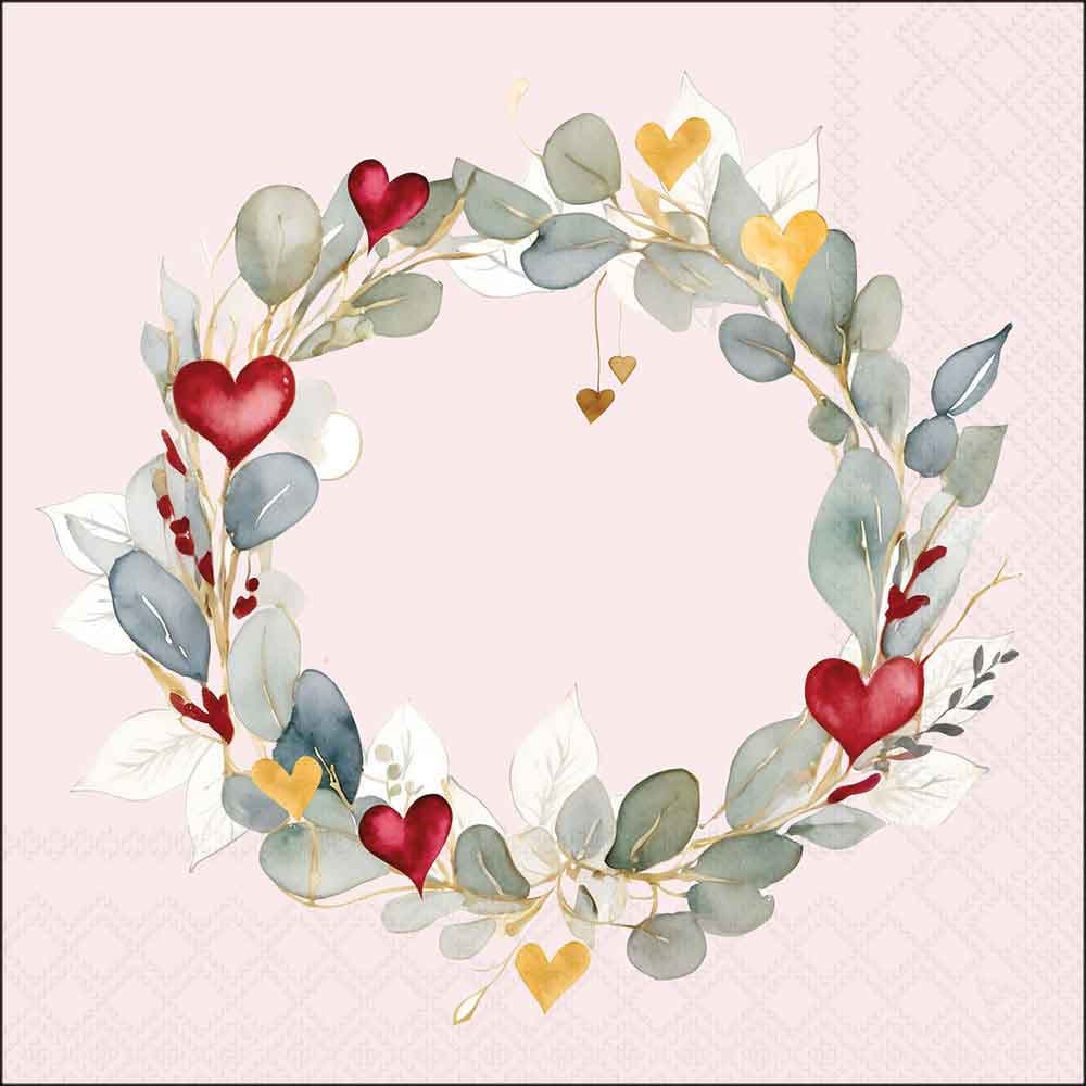 Ambiente Servietten Eucalytptus Wreath Pink 33x33cm