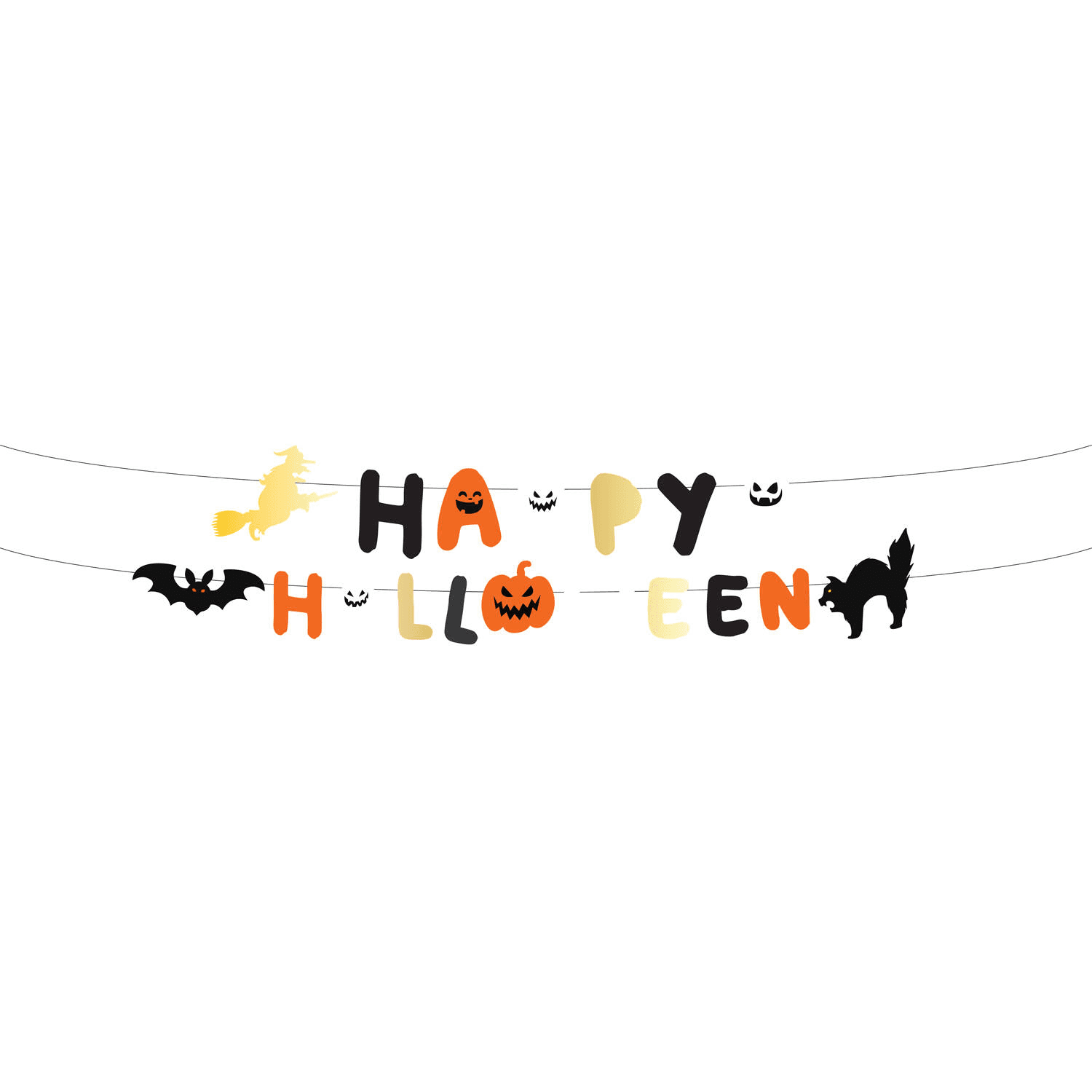 Folat - Buchstabengirlande 'Happy Halloween' - Happy Halloween - 2 x 1,5 Meter