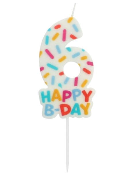 Folat - Kerze Cozy Sprinkles Ziffer / Zahl 6 - 7 cm
