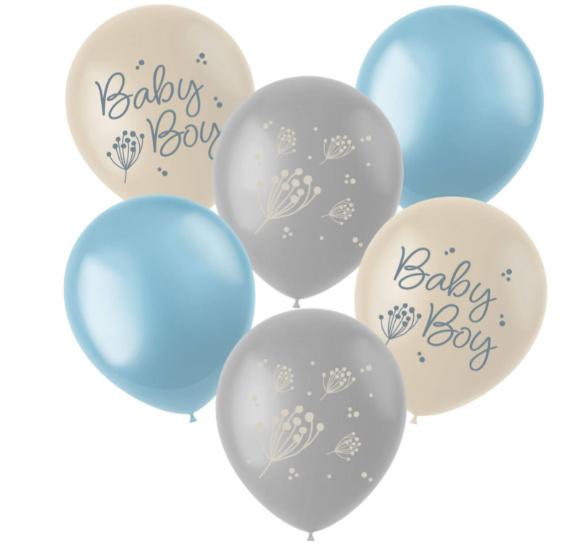 Folat - Latexballons- Blooming Baby Boy - 33 cm - 6 Stück