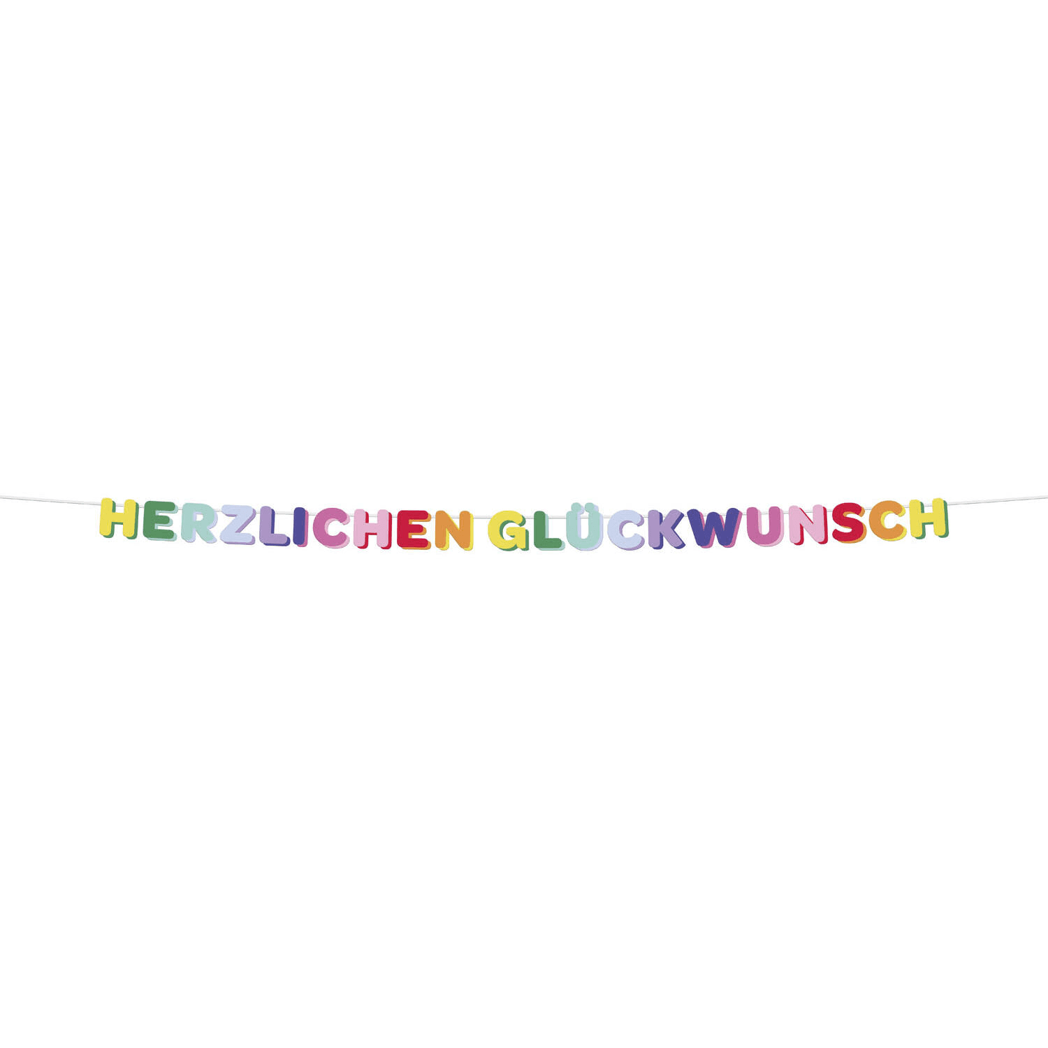 Folat Stripetastic Buchstabengirlande Herzlichen Glückwunsch, 2,6 m