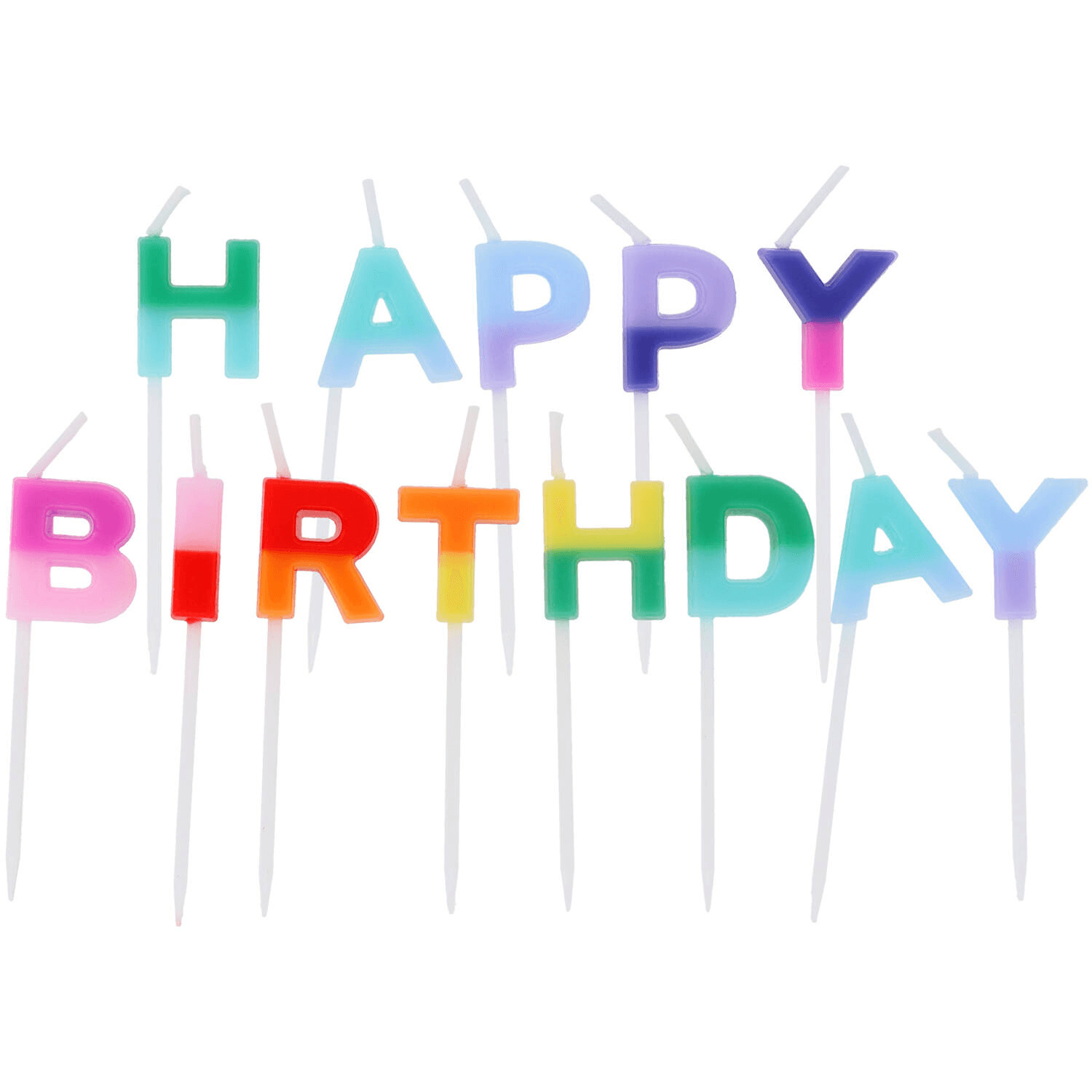 Folat Stripetastic Happy Birthday Buchstabenkerzen bunt, 13 Stück