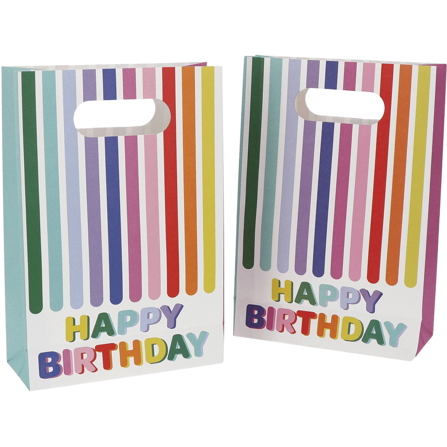 Folat Stripetastic Geschenktüten Happy Birthday 6 Stück, bunt, 15 x 22 x 6 cm