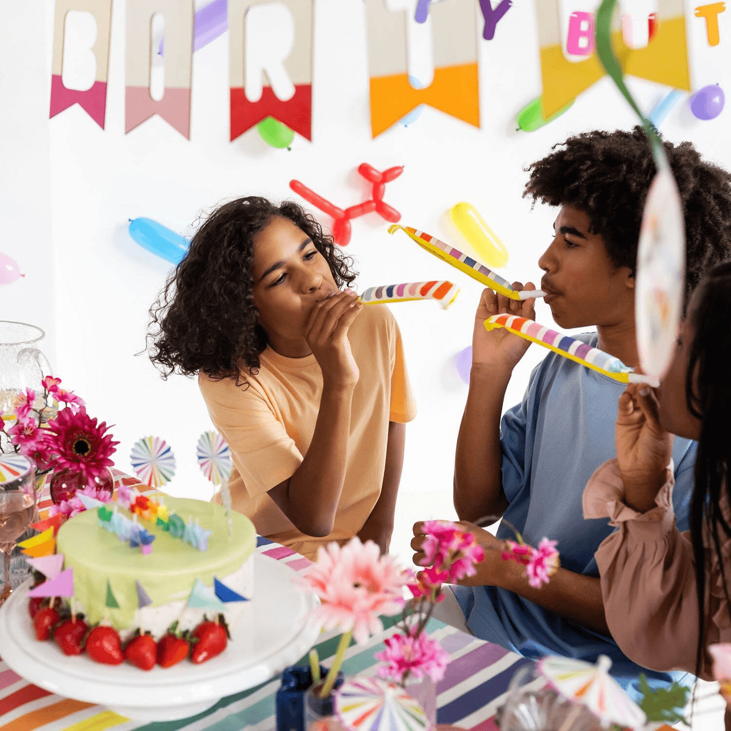 Folat Stripetastic Luftrüssel bunt 6 Stück – Partytröten für Kindergeburtstag und Mottoparty
