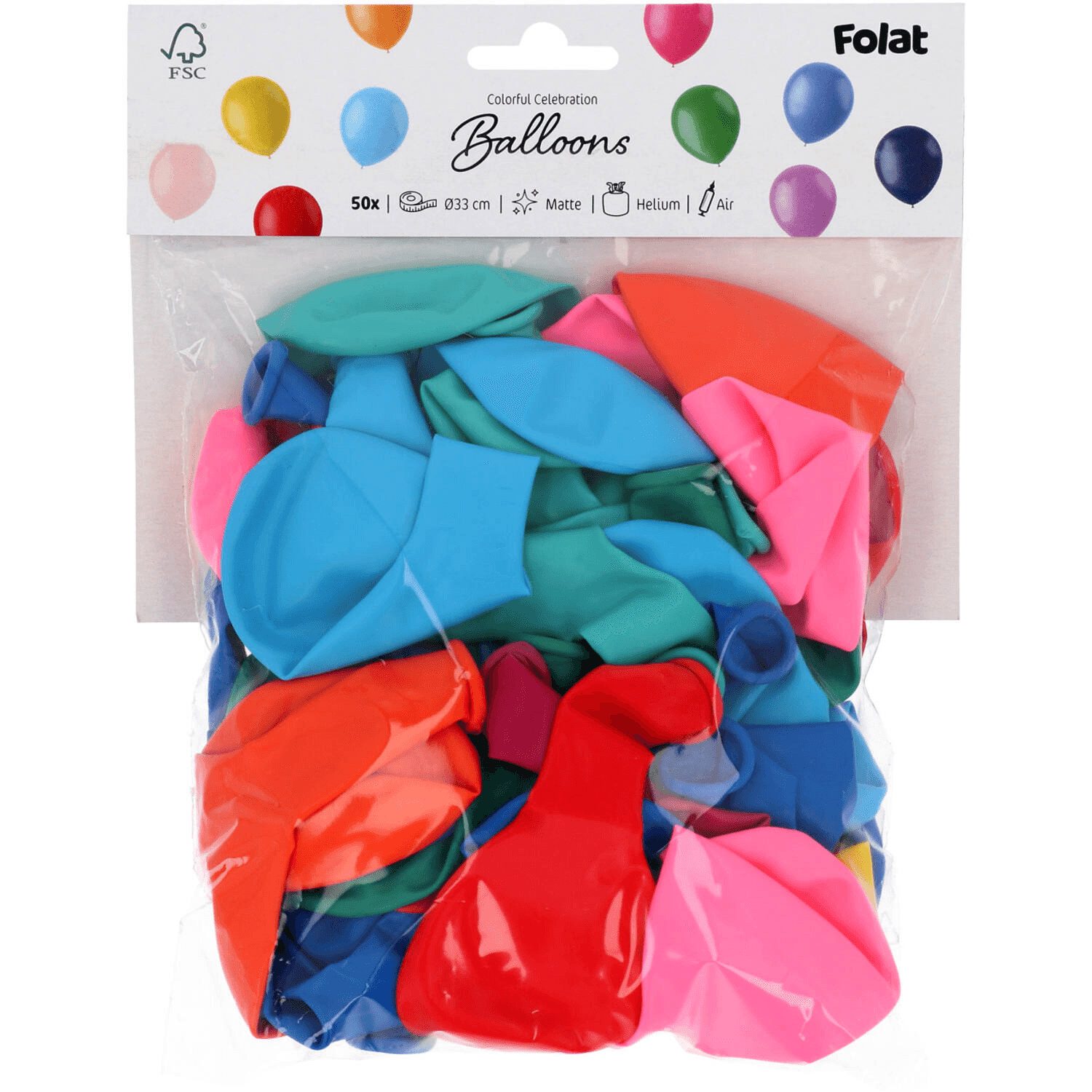 Folat Stripetastic Latexballons bunt sortiert 33 cm 50 Stück – Luftballons für Geburtstag und Party