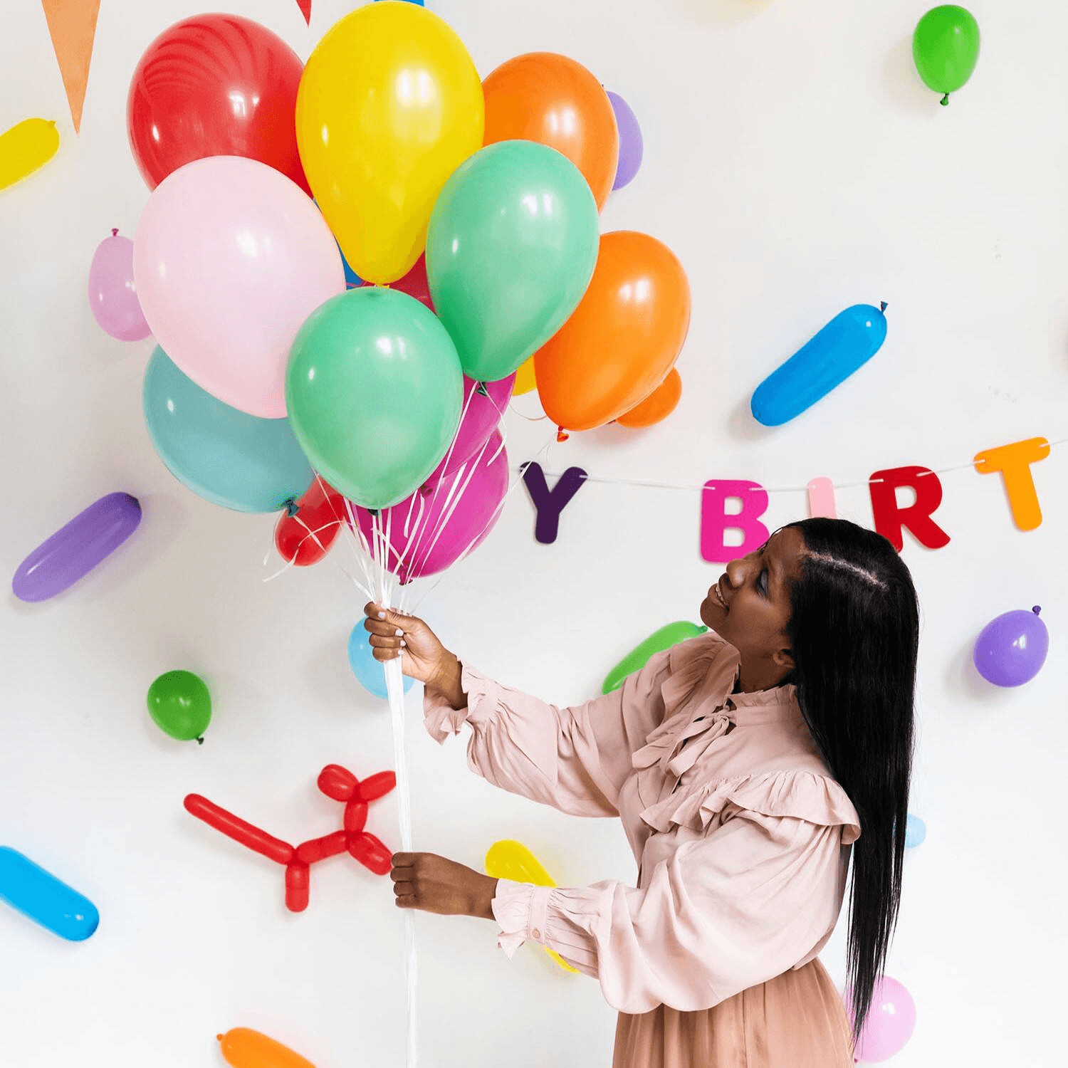 Folat Stripetastic Latexballons bunt sortiert 33 cm 50 Stück – Luftballons für Geburtstag und Party