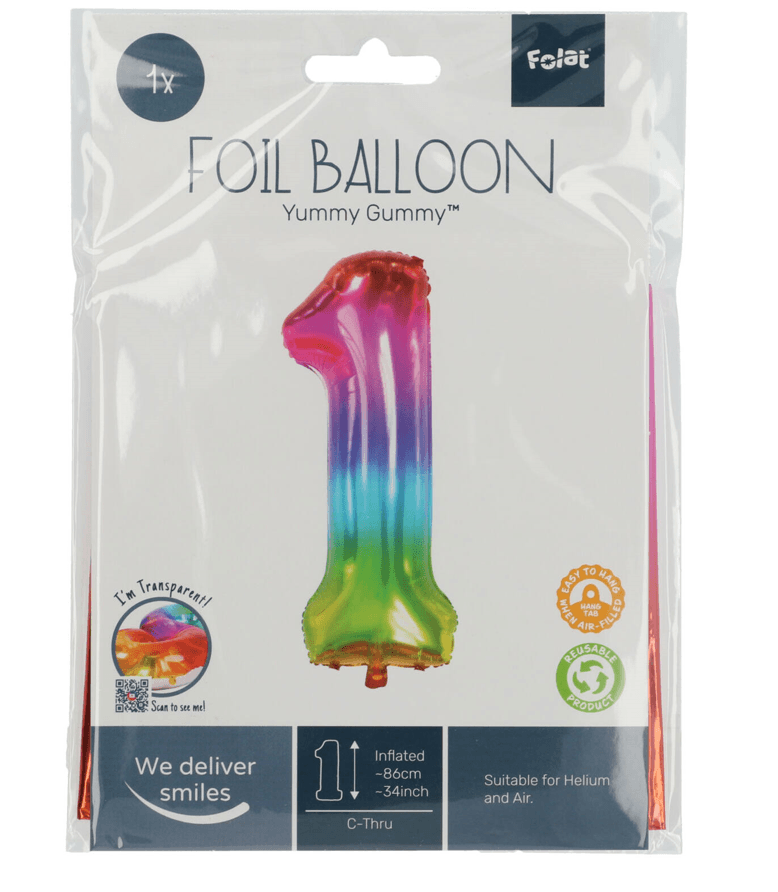 Produktbild Folat - Folienballon Zahl 1 Yummy Gummy - 81 cm 2 von 4