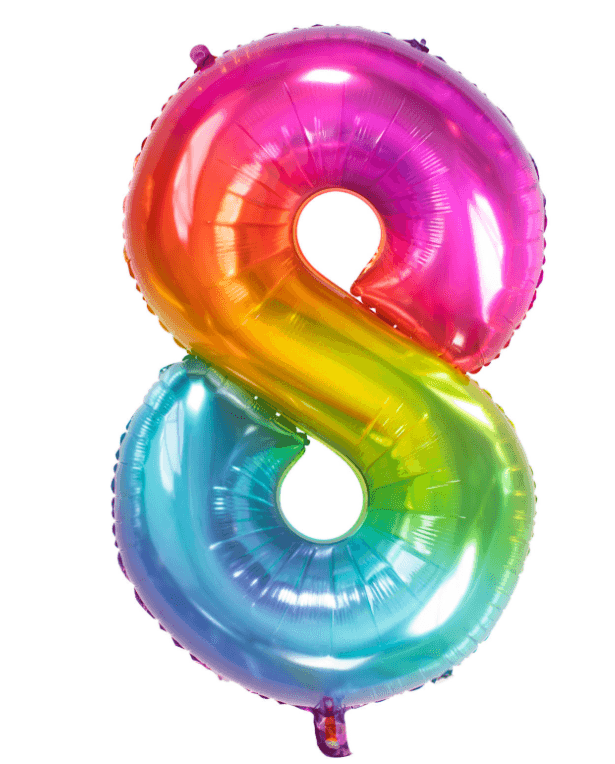 Folat - Folienballon Zahl 8 Yummy Gummy Rainbow - 81 cm