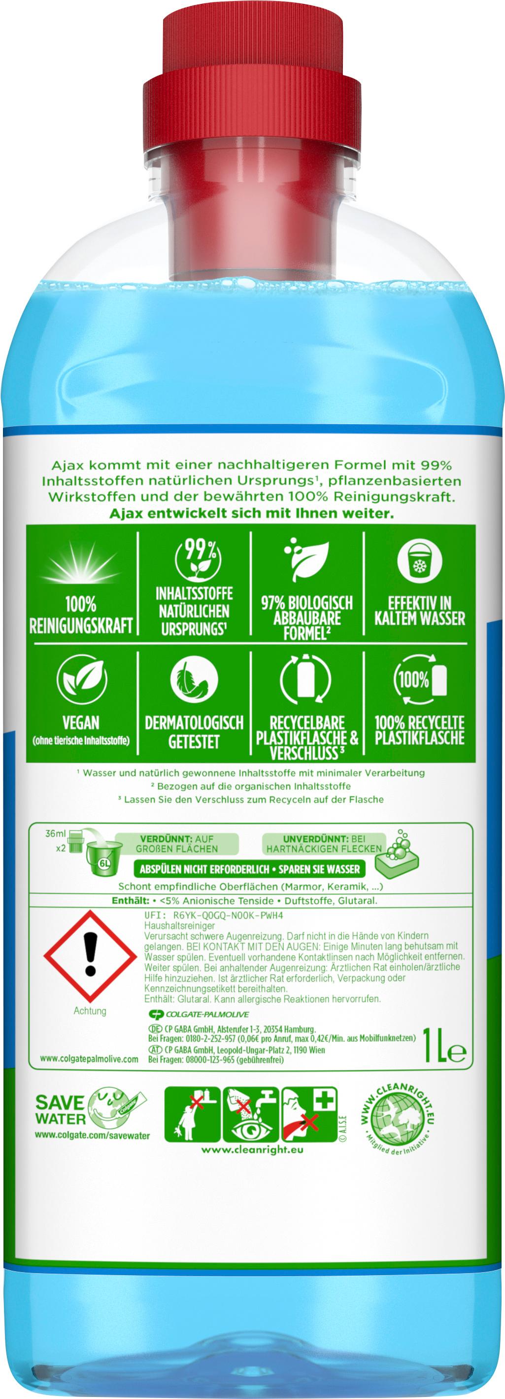 Produktbild Ajax Allzweckreiniger Frischeduft - Multi-Oberflächen Bodenreiniger, Formel 93% biologisch abbaubar 2 von 10