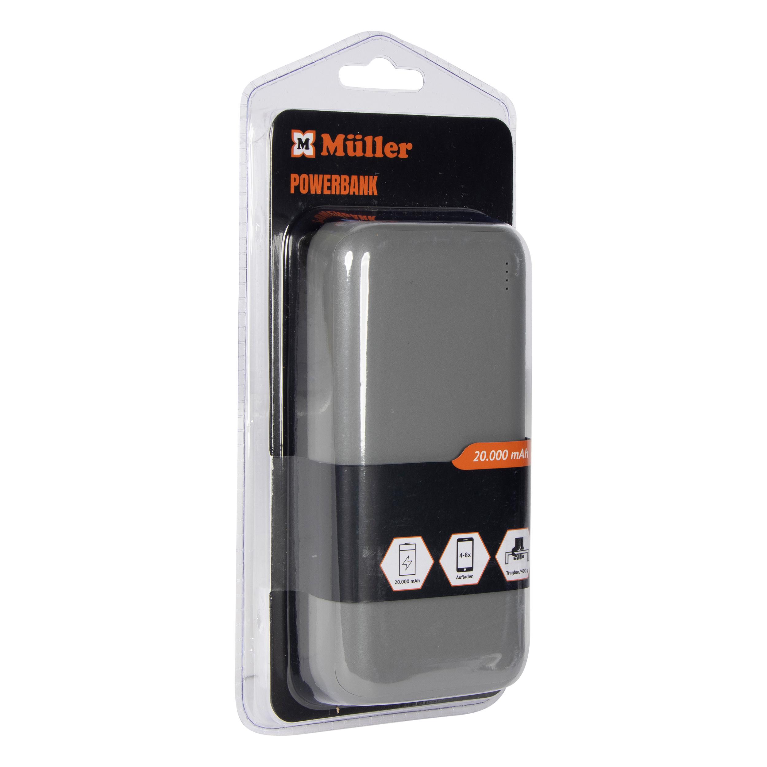 Produktbild MÜLLER POWERBANK,20.000 MAH GRAU 2 von 2