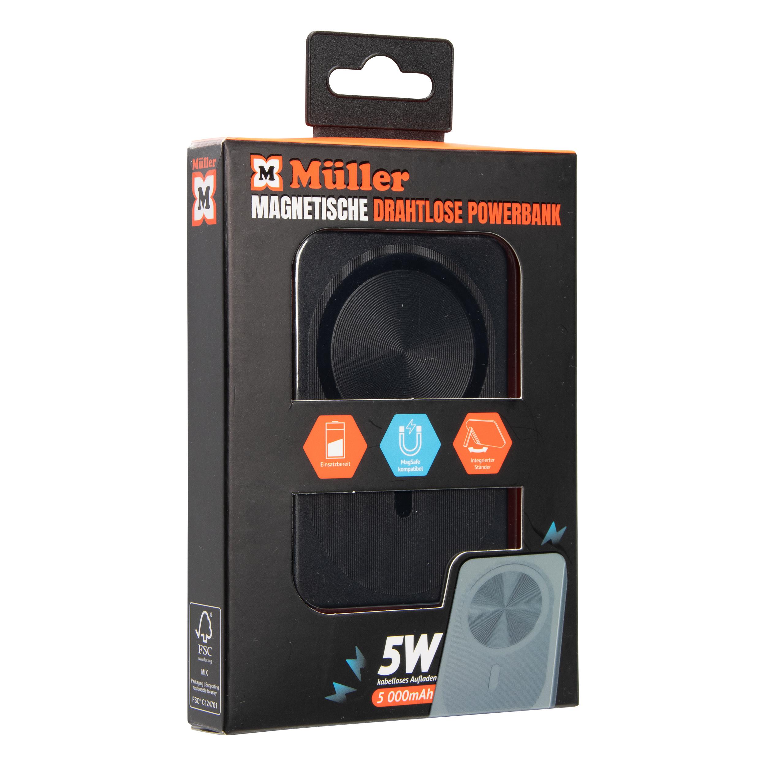 Produktbild Müller Wireless Magnetic Powerbank 5.000mAh Black 2 von 2